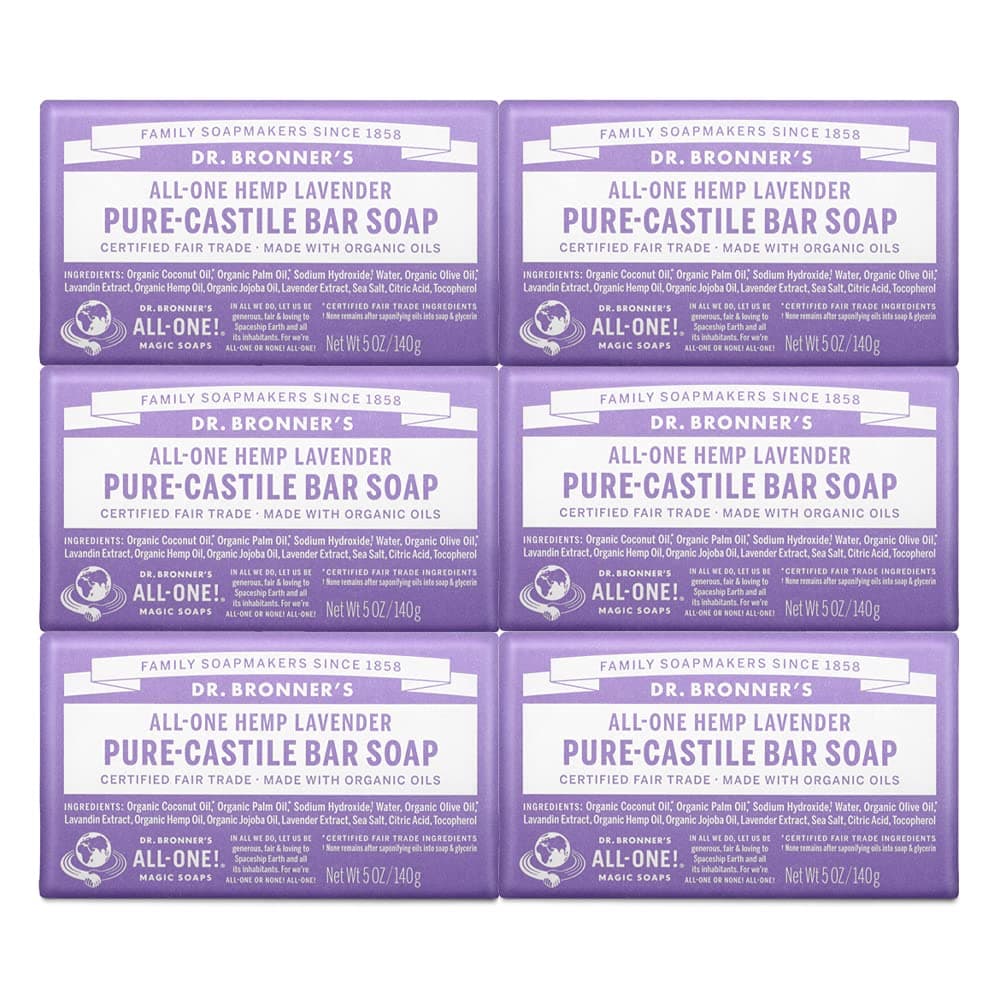Dr. Bronner's Pure-Castile Bar Soap - Lavender 5oz. (Pack of 6)