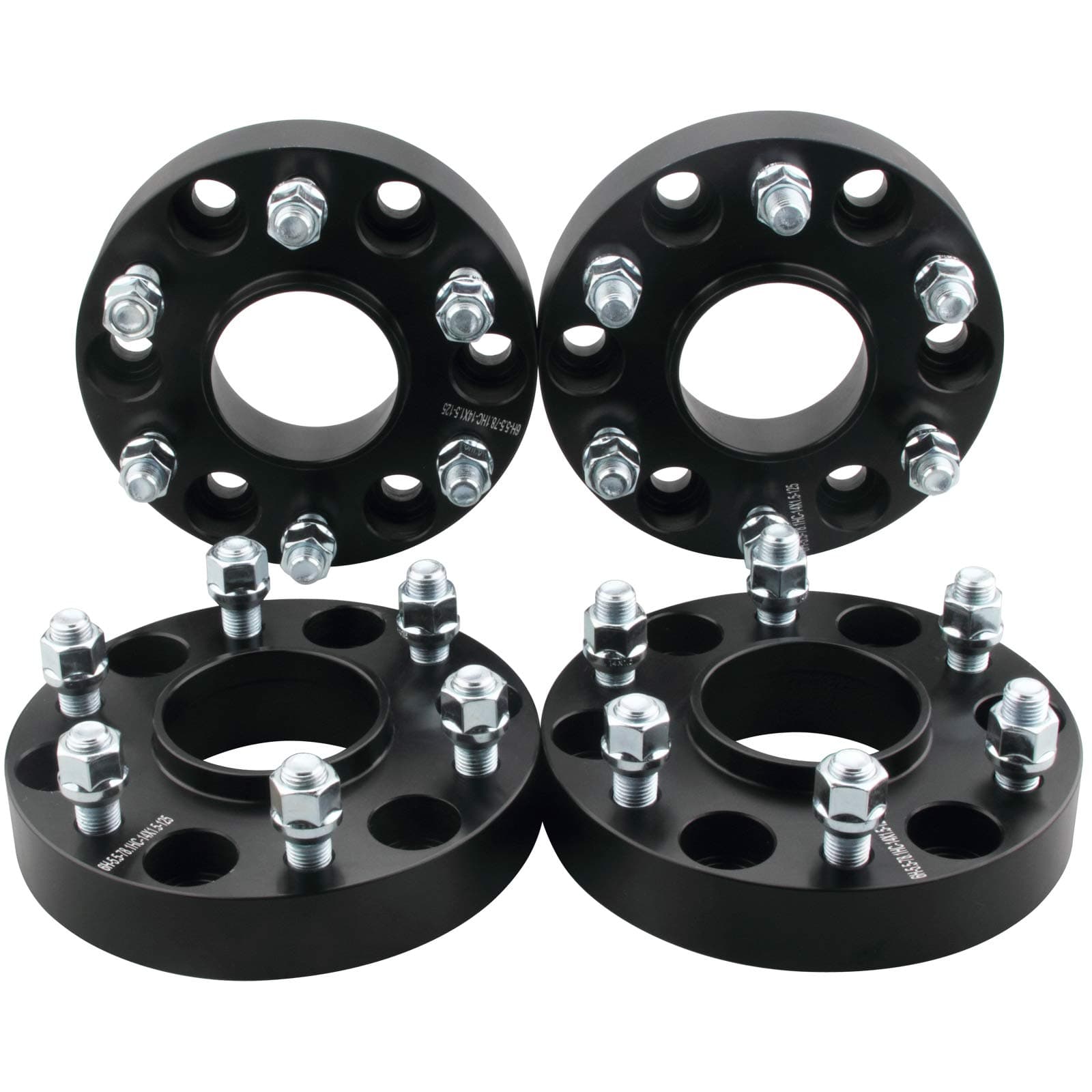 DCVAMOUS 4PC Black 6x5.5 Hubcentric Wheel Spacers 1.25 Inch with 14x1.5 Studs Compatible with Chevy GMC 6 Lug 6x139.7 for 1999-2022 Silverado Sierra 1500 | 1988-2022 Suburban Yukon | 2019-2022 RAM1500