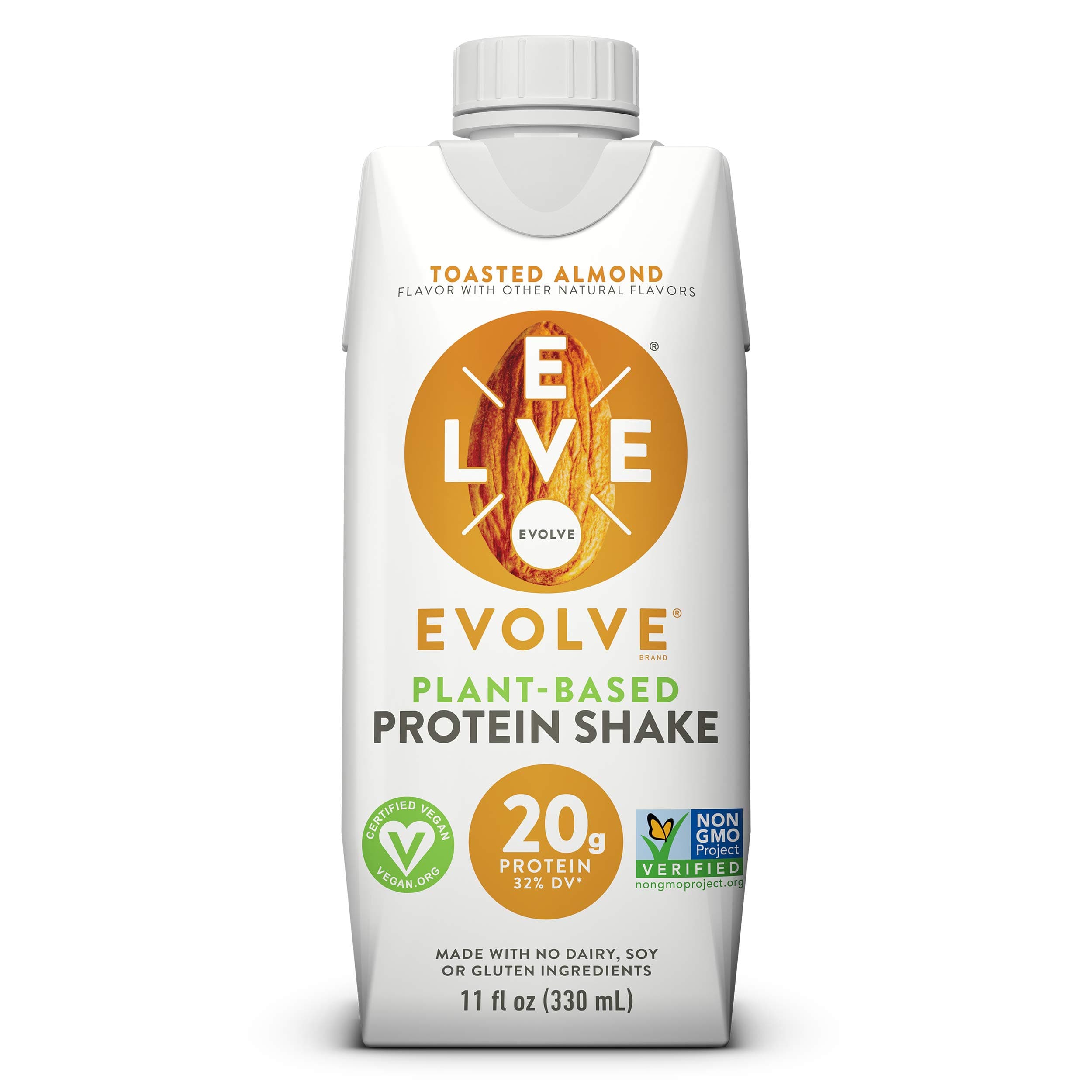 Evolve Protein Shake, Toasted Almond, 20g Protein, 11 Fl Oz (Pack of 12)
