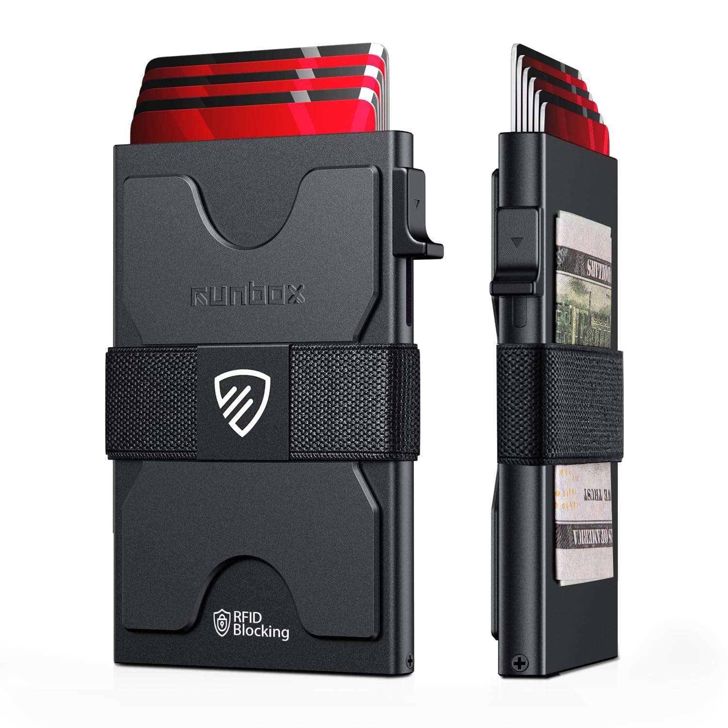 Slim Card Holder Wallet for Men, Minimalist RFID Blocking Wallet with Pop-Up Function, Ultra-Thin Design, Metal Business Card Cases holds 6+6 Cards, Gifts for Men, Men's Accessories