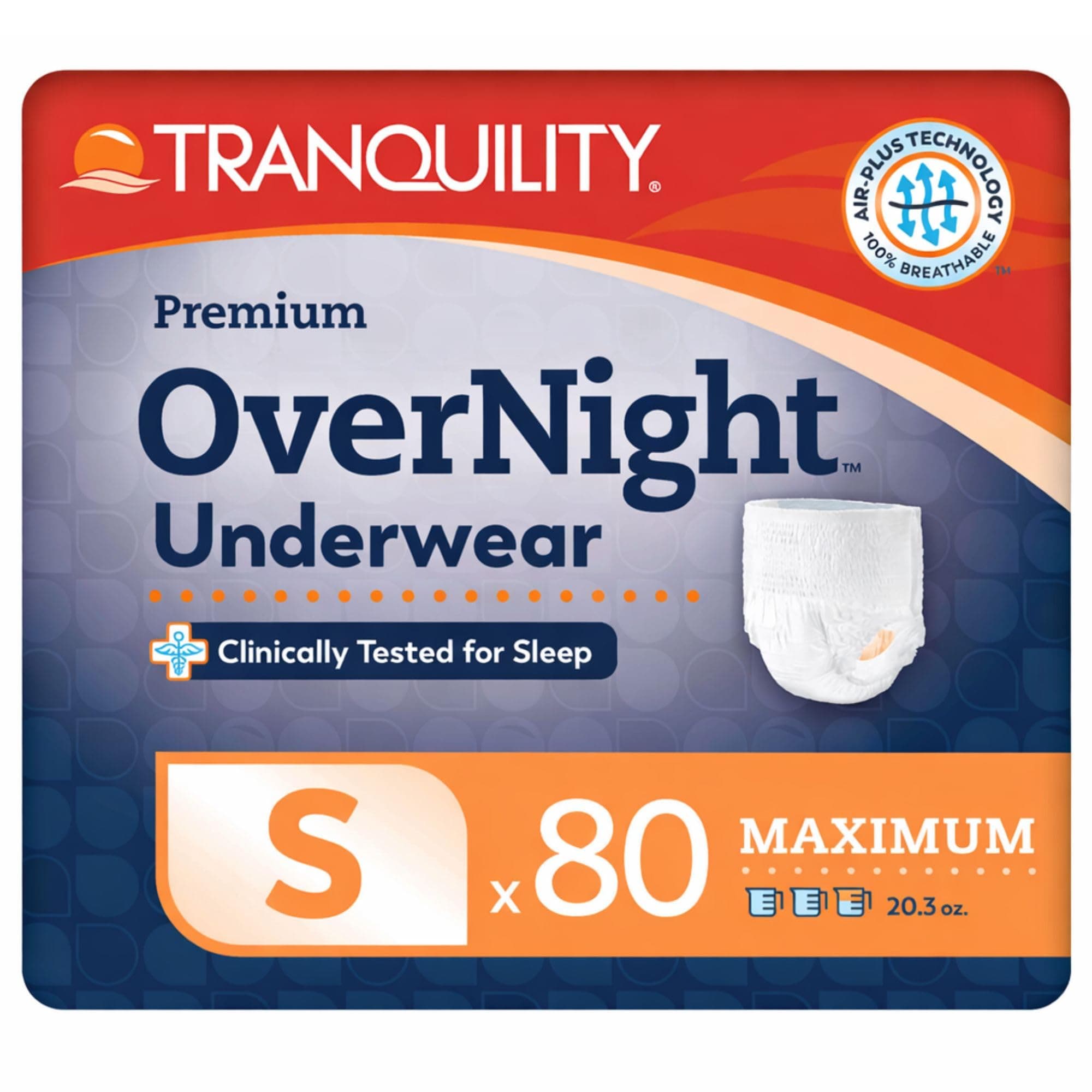 Premium OverNight Disposable Absorbent Underwear (80 Count) - S, 22-36 in. Waist - Maximum Absorbency, All-Night Sleep, Breathable Comfort, 80 Adult Diapers
