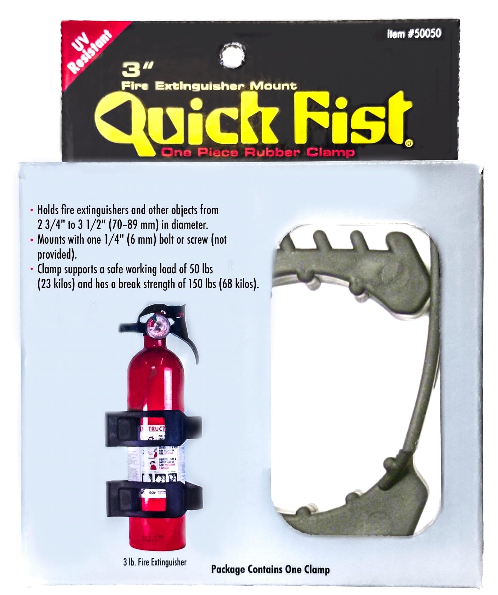 3" Quick Fist Clamp for mounting tools & equipment (Size: 2-3/4 Inch To 3-1/4 Inch Clamping Diameter; 4-1/2 Inch x 1-1/4 Inch Mounting Area), Black