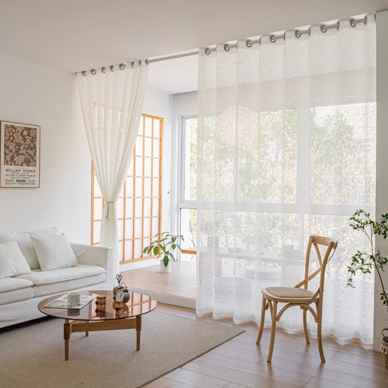 Curtains Sheers Translucent Window Screen,1 Piece package for Bedroom,Livingroom and Balcony (white, W150xL270cm eyelets)