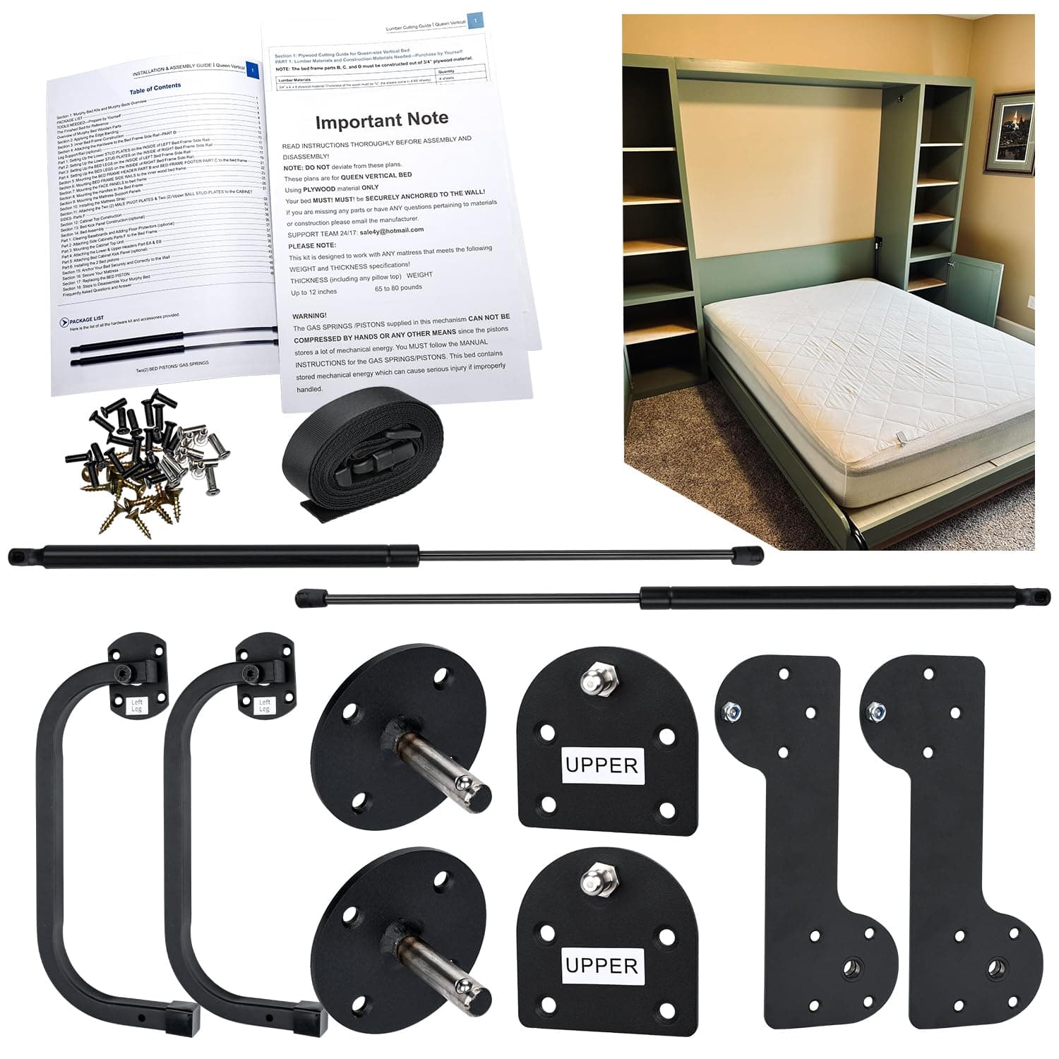 Queen Vertical Deluxe Murphy Bed Kit DIY Murphy Bed Kit