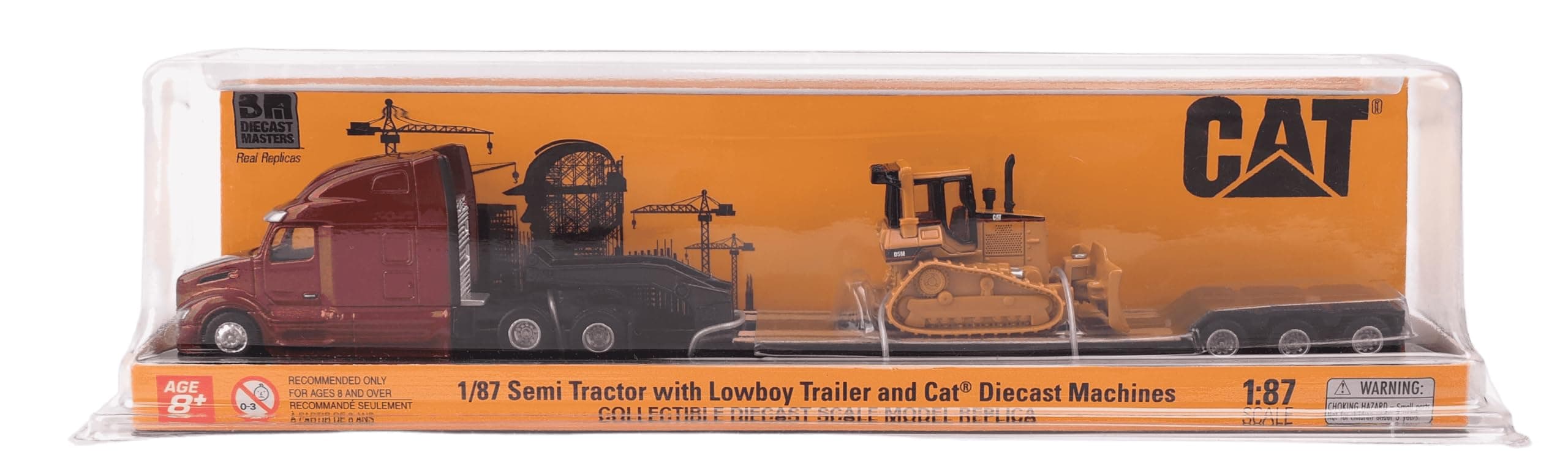 Diecast Masters | 1:87 Scale Peterbilt Model 579 UltraLoft Tandem Tractor with Lowboy Trailer and Cat D5M Dozer | Model 84419