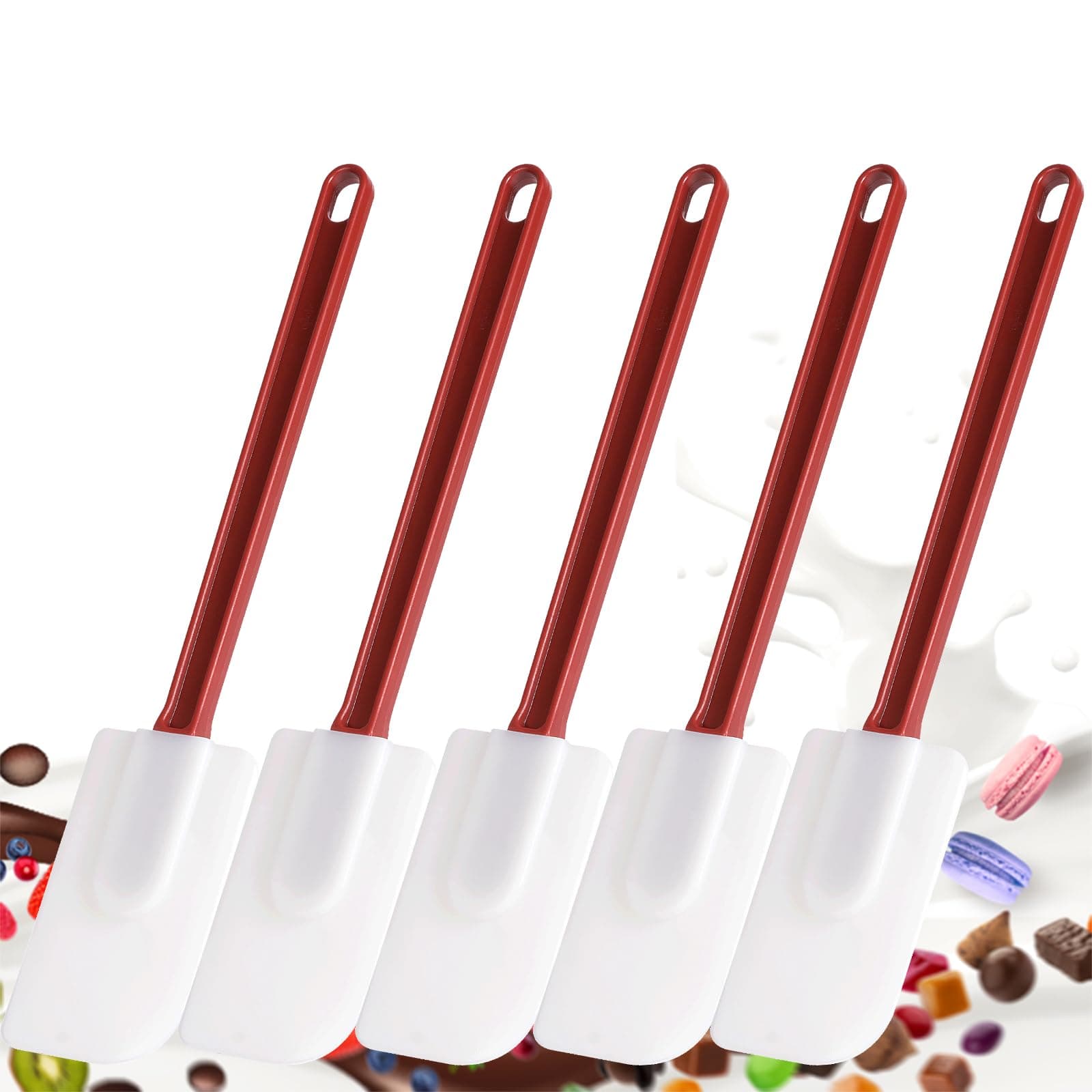 Flexible Rubber Spatulas 5PCS, Silicone Spatula Set, Soft Rubber Spatula Scraper 9.5 Inches, Commercial Spatula, Silicone Rubber Spatula Set Resistant to 500℉ (5 Scrapers 9.5")