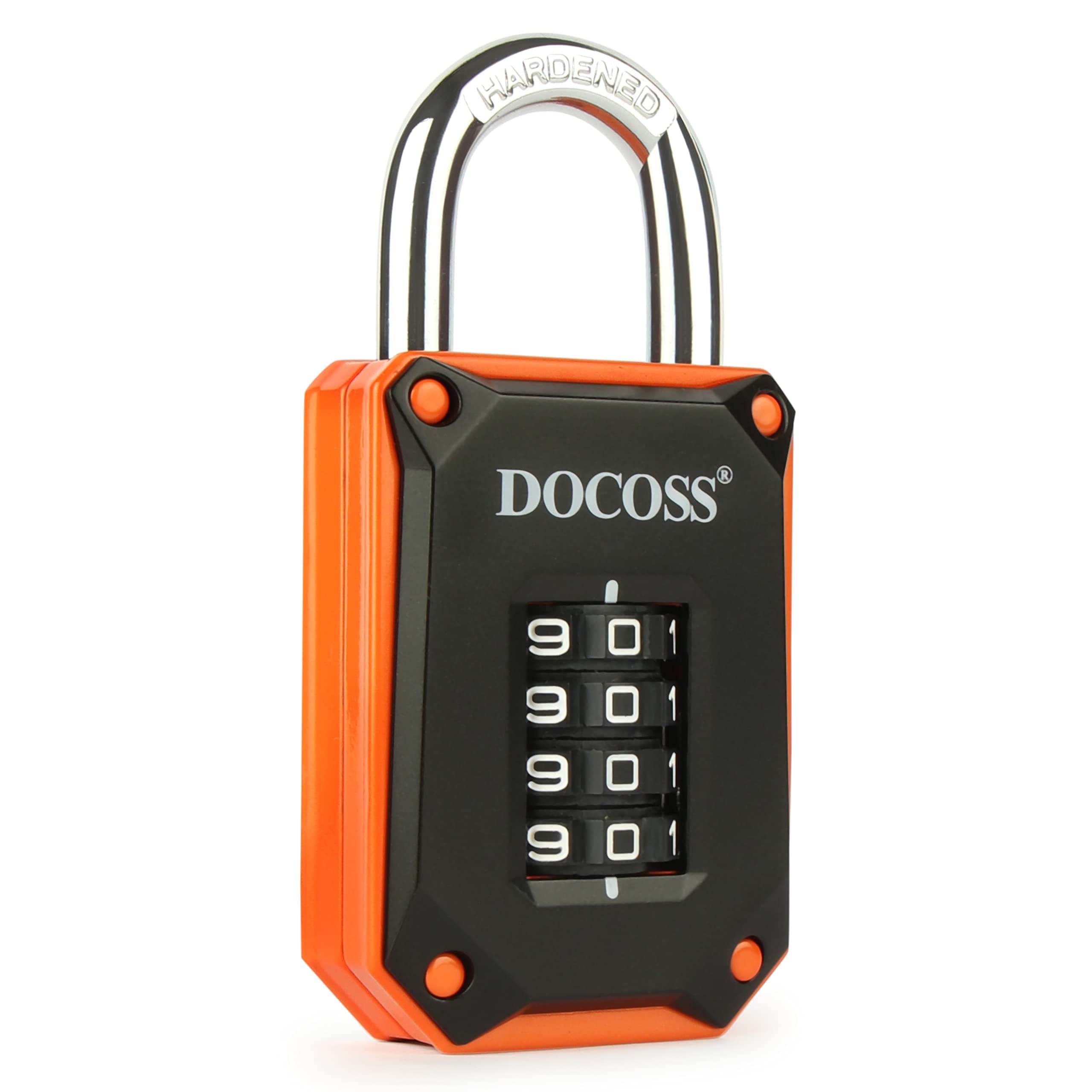 DOCOSS Strong Number Locks for Door/Combination Lock Padlock/Door Combination Lock,Pad Lock,Gate Lock, Gym Locker Lock,Locks for Main Gate (Orange Black (1 Pack)), Alloy Steel;Zinc