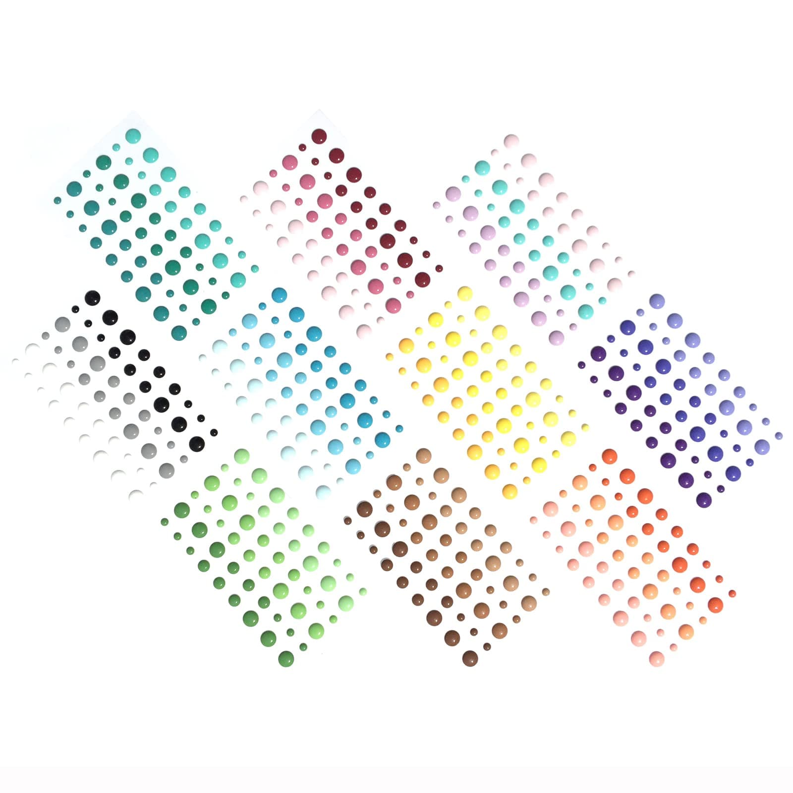 (Pack of 10) 54pcs/Pack Round Assorted Size self Adhesive Enamel dots 30 Mix Colors