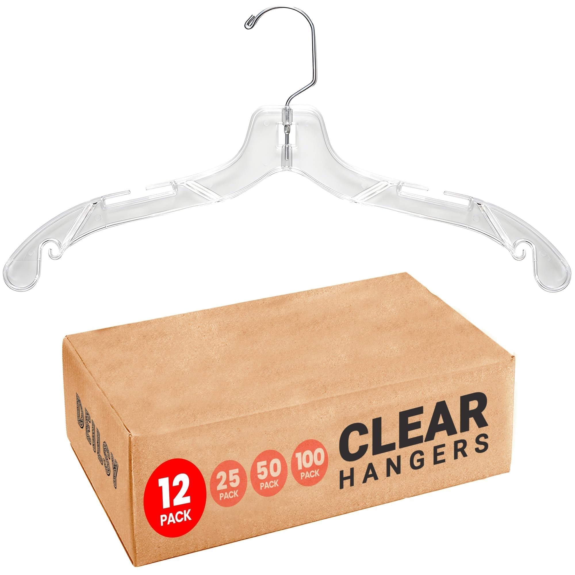 Clear Plastic Hangers 12 Pack Durable Clothes Hanger for Wardrobe Organization, Essential Plastic Hanger for Garments, Versatile Coat Hangers for Home and Retail Use