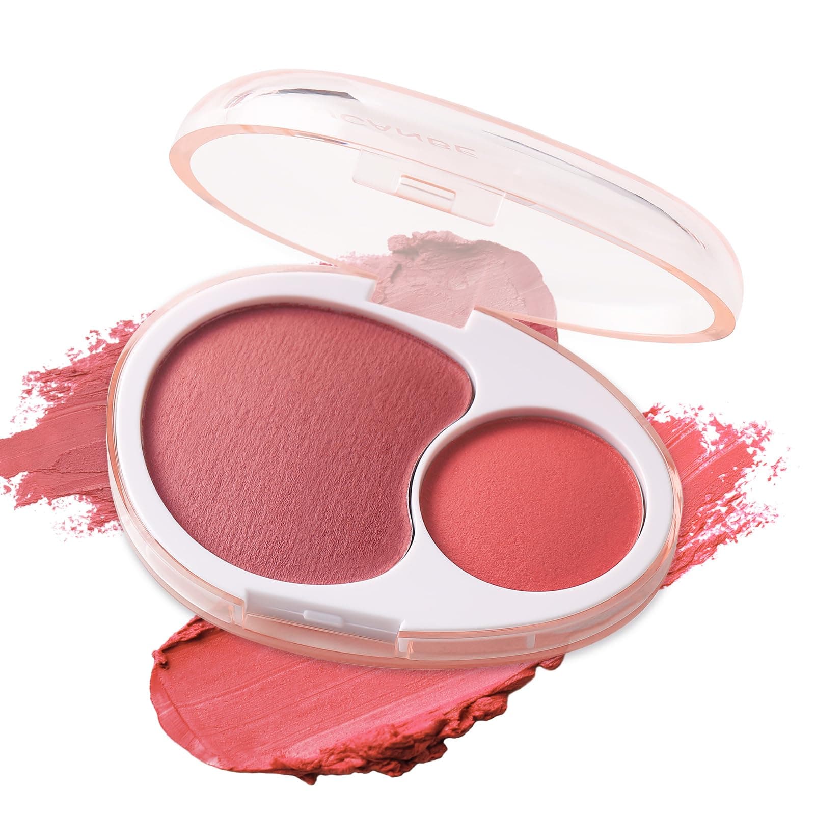 Double Cheek Cream Blush: Light & Modulable Blush Palette Soft & Natural Blendable Makeup Blush All-Day Long Lasting Makeup Blush Palette