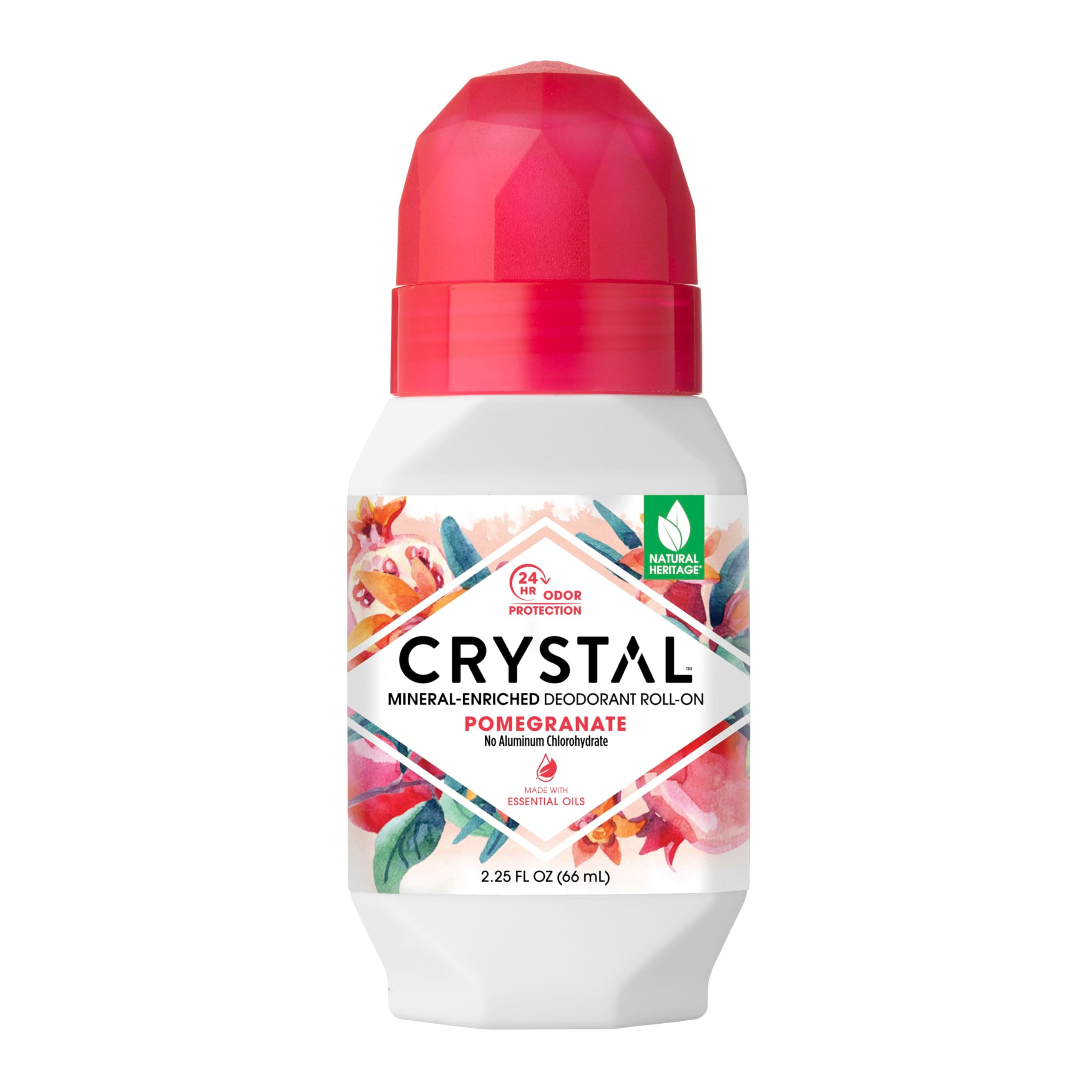 Crystal Body Deodorant Roll-On Pomegranate, 2.25 oz (Pack of 3)