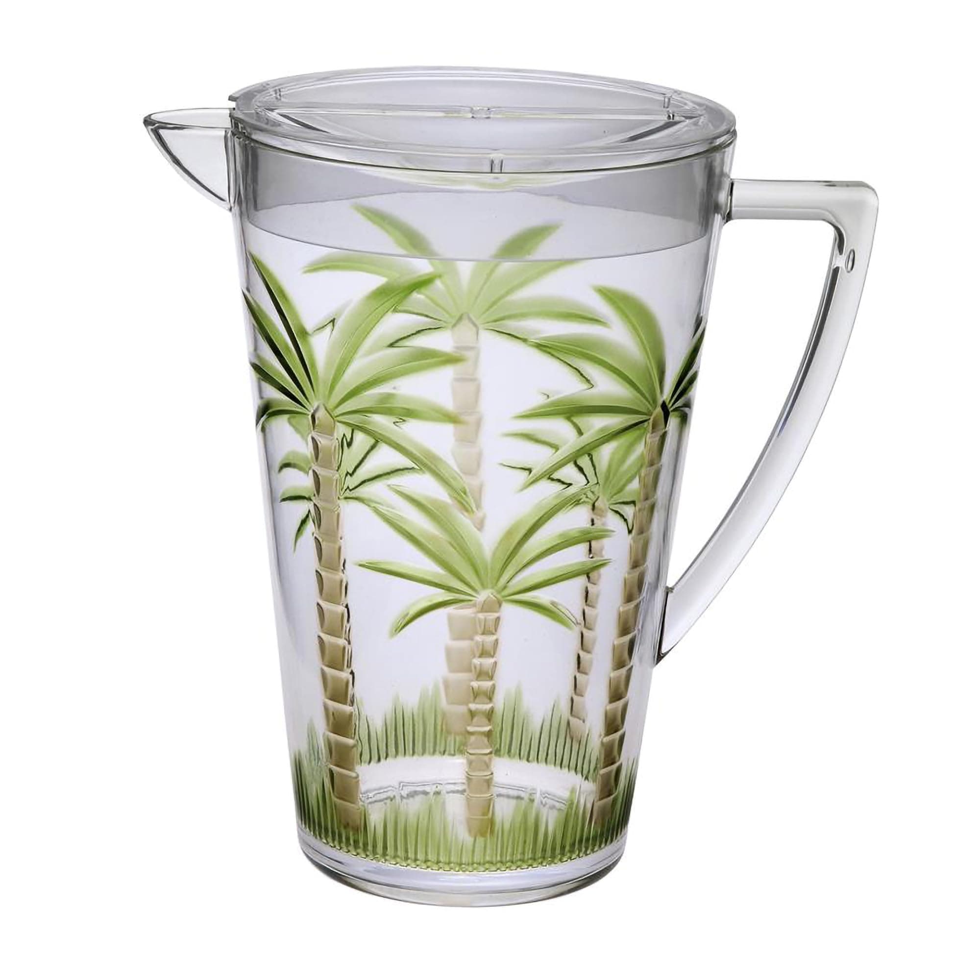 Diligence4us 2.5 quart emboss pitcher, One Size, Palm Tree