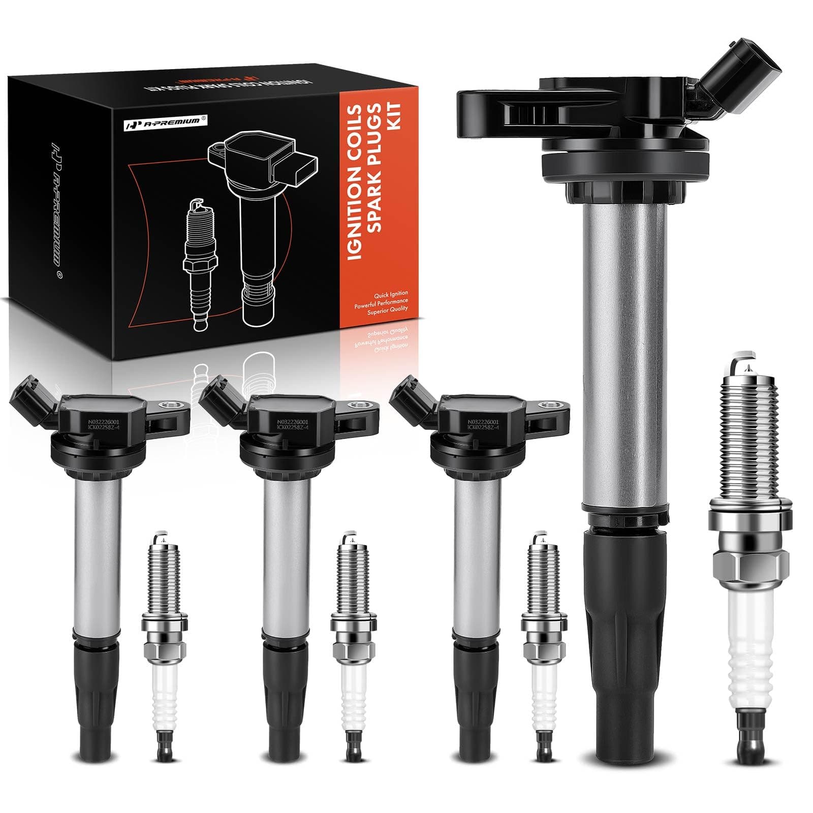 Set of 4 Ignition Coil Pack and Iridium Spark Plugs Compatible with Toyota Corolla 2009-2018 Matrix Prius C-HR & Lexus CT200h 2011-2017 & Scion iM xD