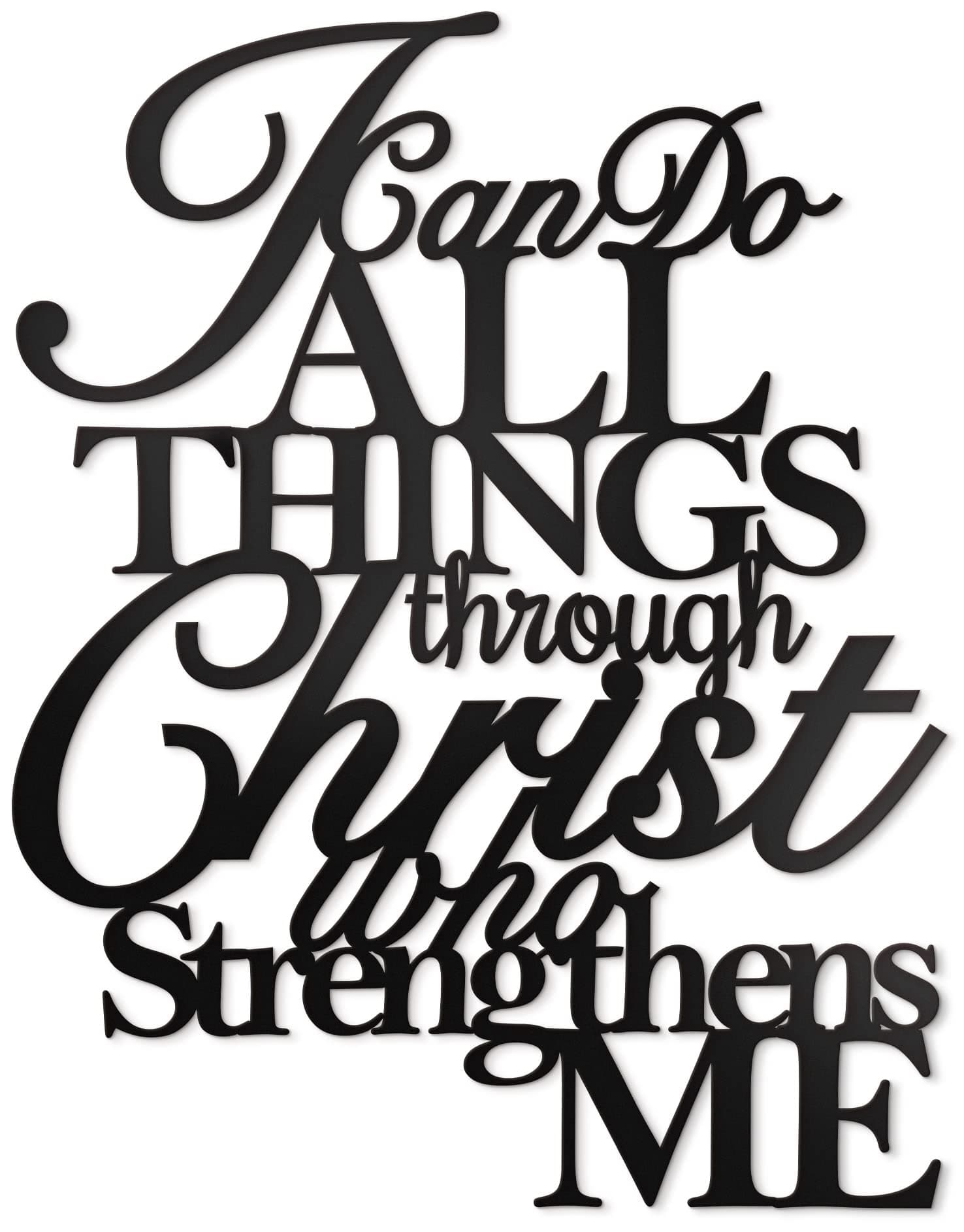 I Can Do All Things Through Christ Wall Decor Metal Art,17"X13" Philippians 4 13 Wall Art Christ Home Decor I Can Do All Things Through Christ Who Strengthens Me Religious Christian Metal Wall Art Scripture