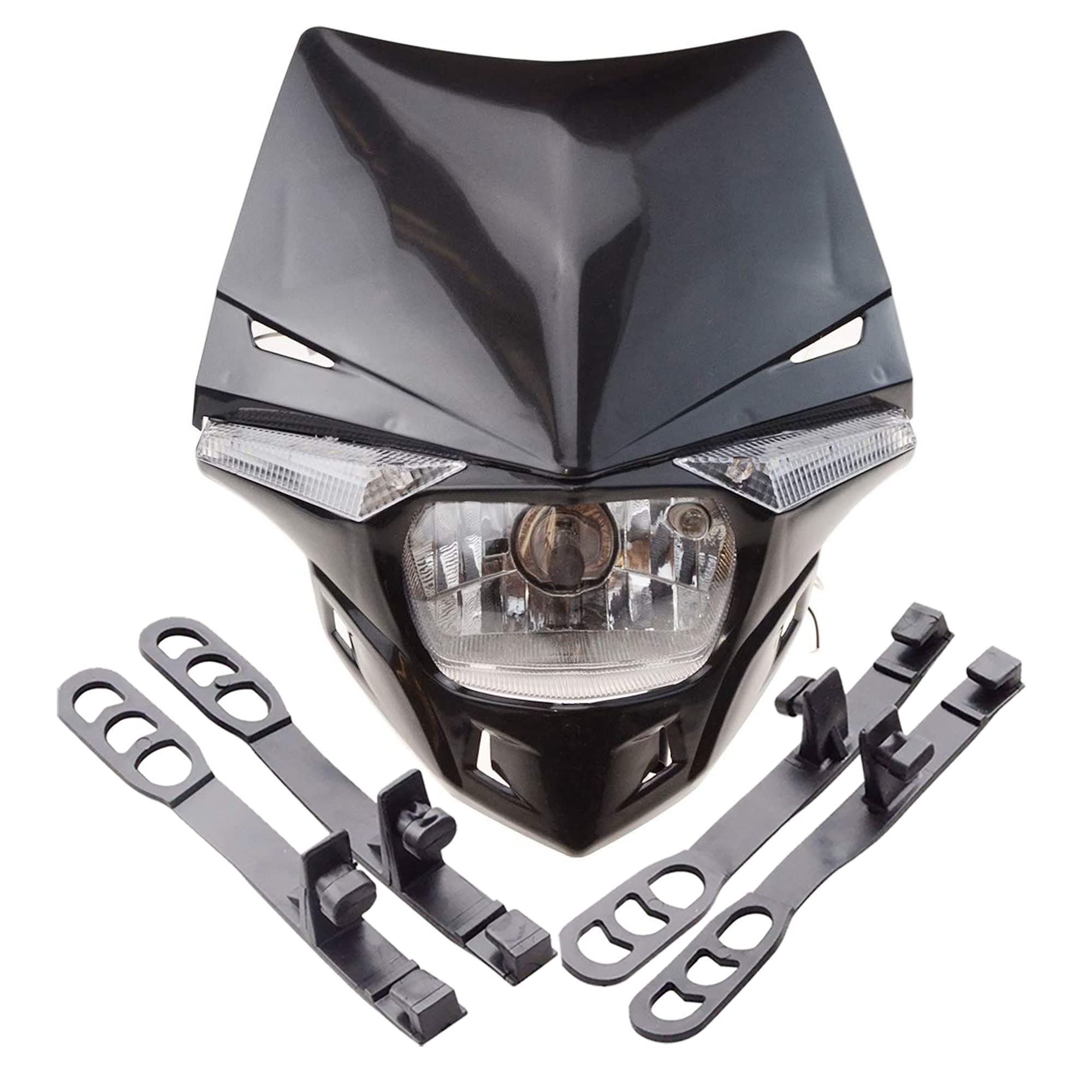 GOOFIT H4 12V 35W Universal Motorcycle Headlight Bulb Halogen Light Replacement for Supermoto ATV Racer Dirt Pit Bike Black