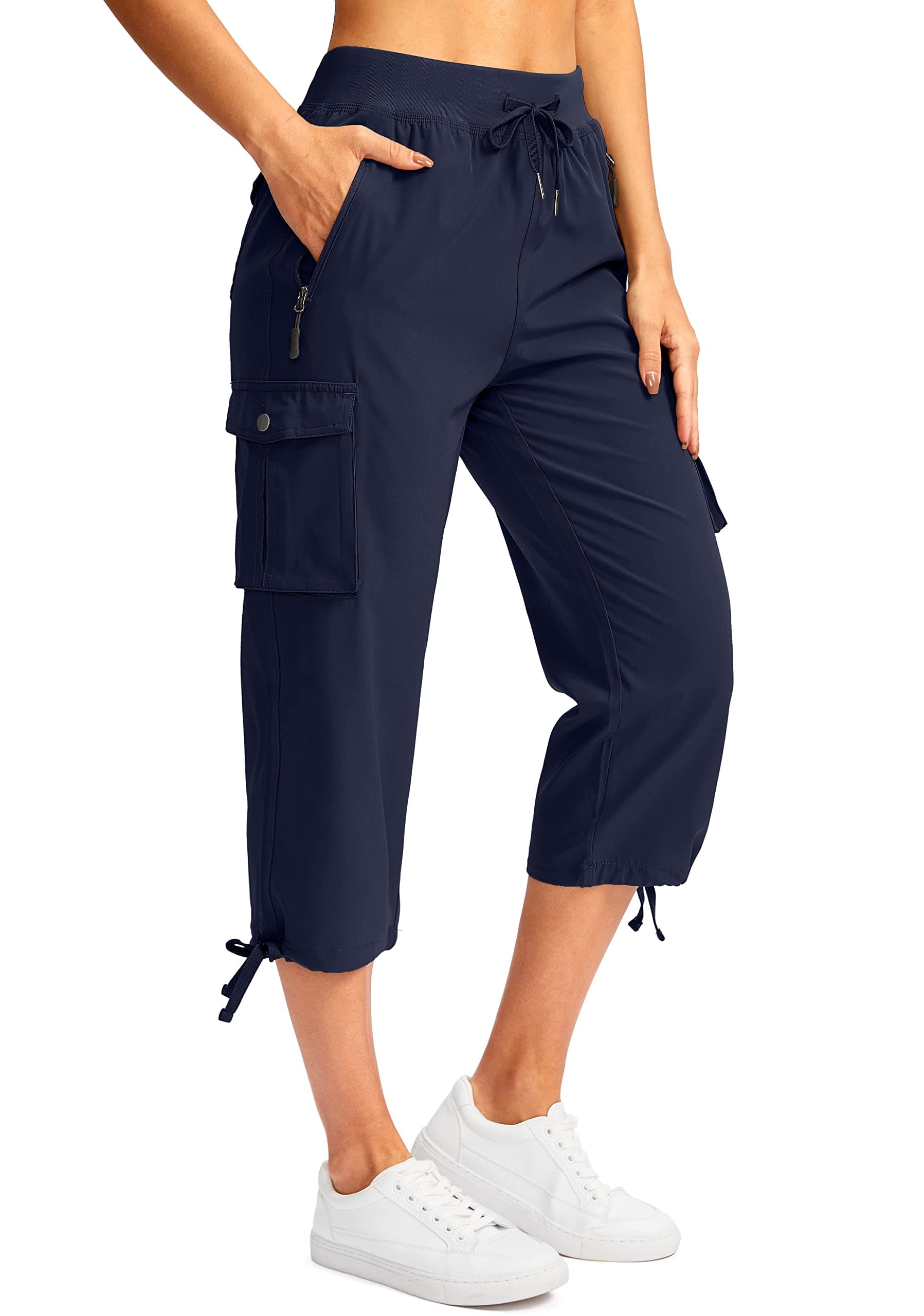 Women's Cargo Capris Pants with 6 Pockets Lightweight Quick Dry Travel Hiking Summer Pants for Women Casual