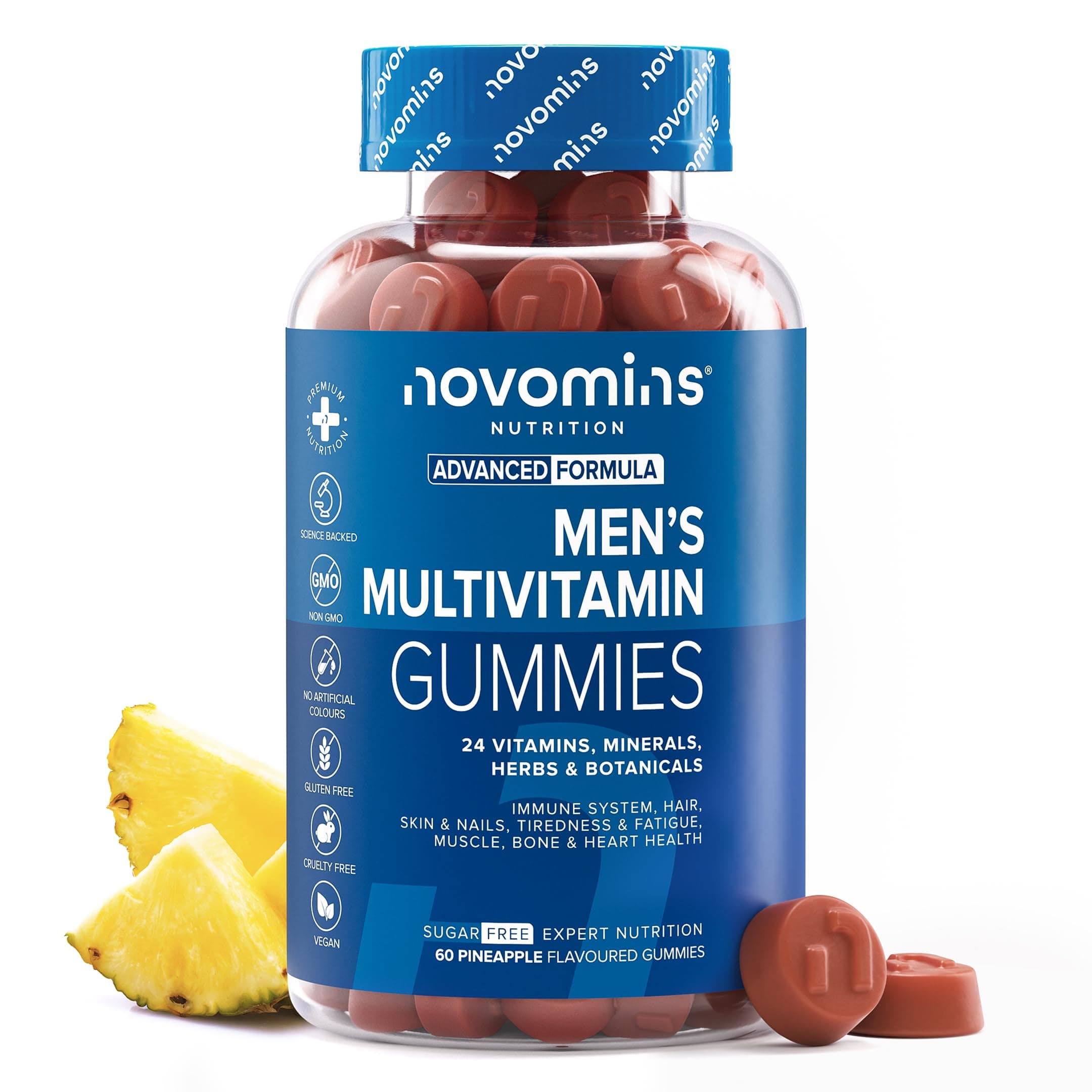 – Mens Multivitamin Gummies - 24 Essential Multi Vitamins for Men - 1 Month Supply Mens Vitamins - Immune Support, Metabolism, Bone & Muscle Health - Multivitamin Gummies for Men – 60 Count - Novomins