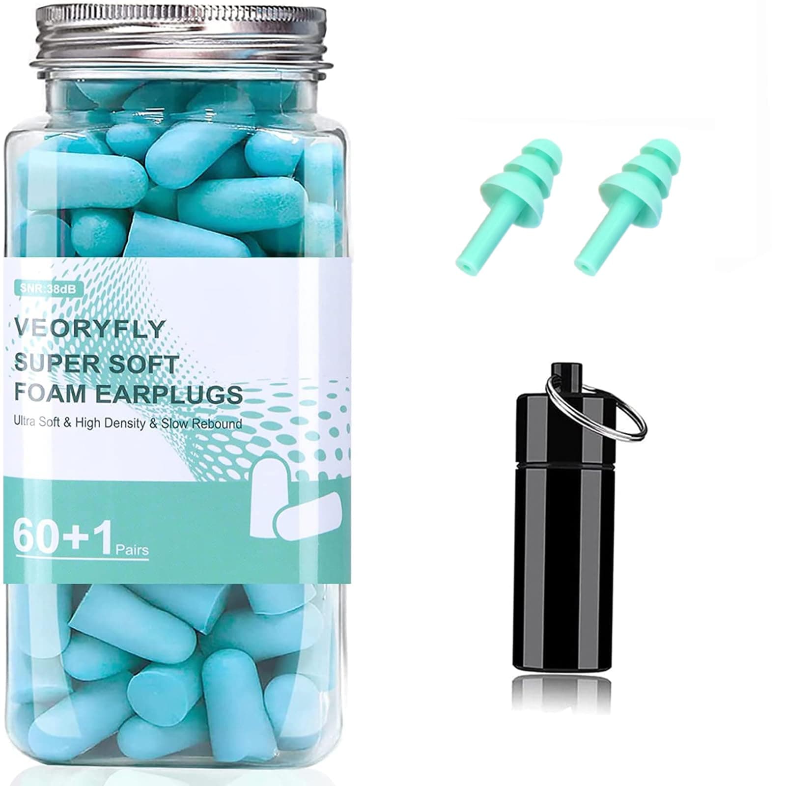 Soft Foam Ear Plugs for Sleep, 122 Pcs 38 dB Highest SNR, EarPlugs for Sleeping Noise Cancelling, Reusable Comfortable Hearing Protection Foam Earbuds for Sleep, Snoring, Work, Lound Noise