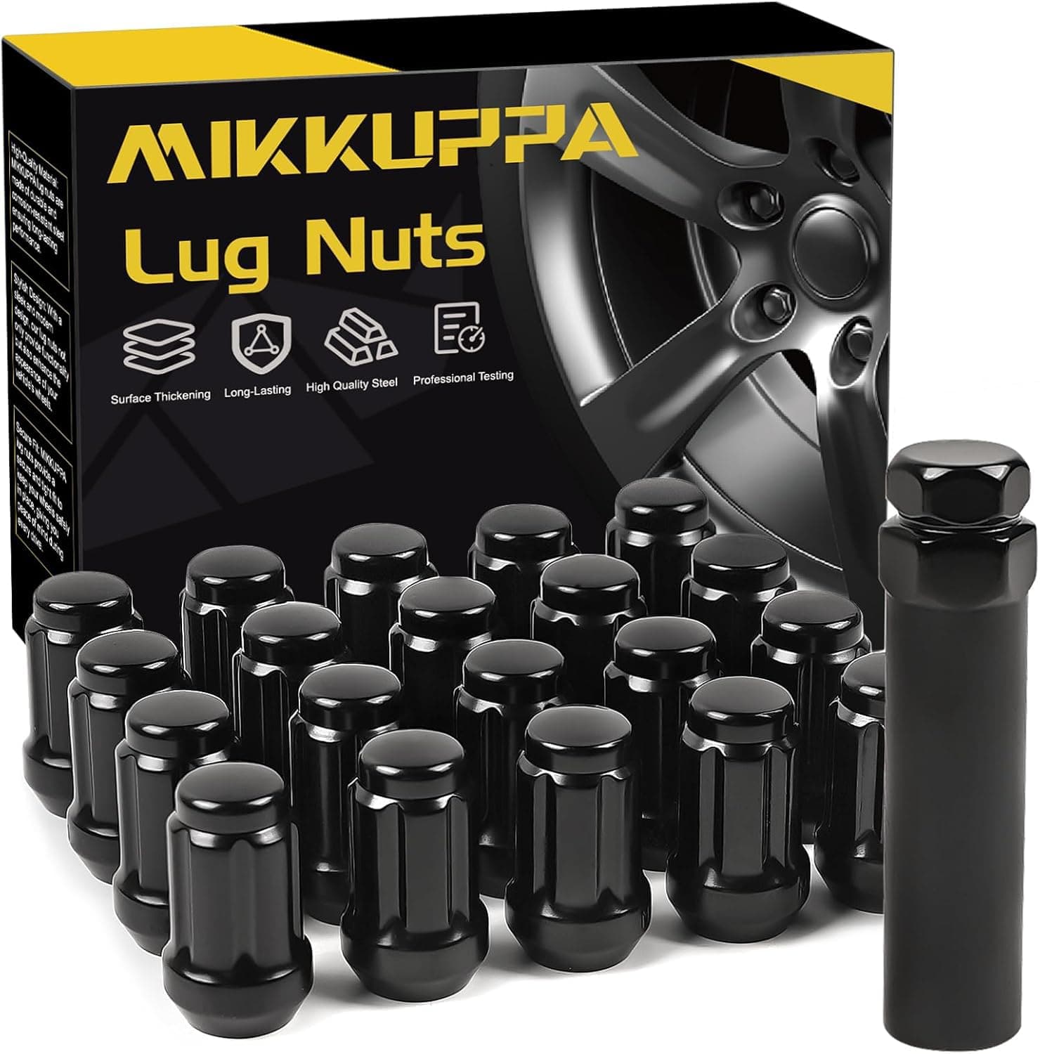 MIKKUPPA 7/16-20 Wheel Lug Nuts - Replacement for 1953-1983 Chevy Corvette, 1967-1982 Camaro, 1964-1983 Malibu Aftermarket Wheel - 20pcs Closed End Spline Lug Nuts