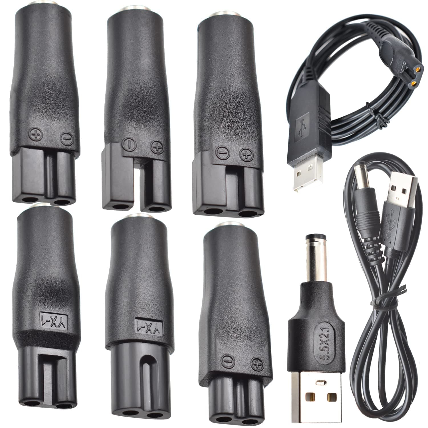 9 PCS Replacement Power Cord 5V Charger USB Adapter Suitable for Electric Hair Clippers, Beard Trimmers, Shavers, Beauty Instruments, Desk Lamps, Purifiers.