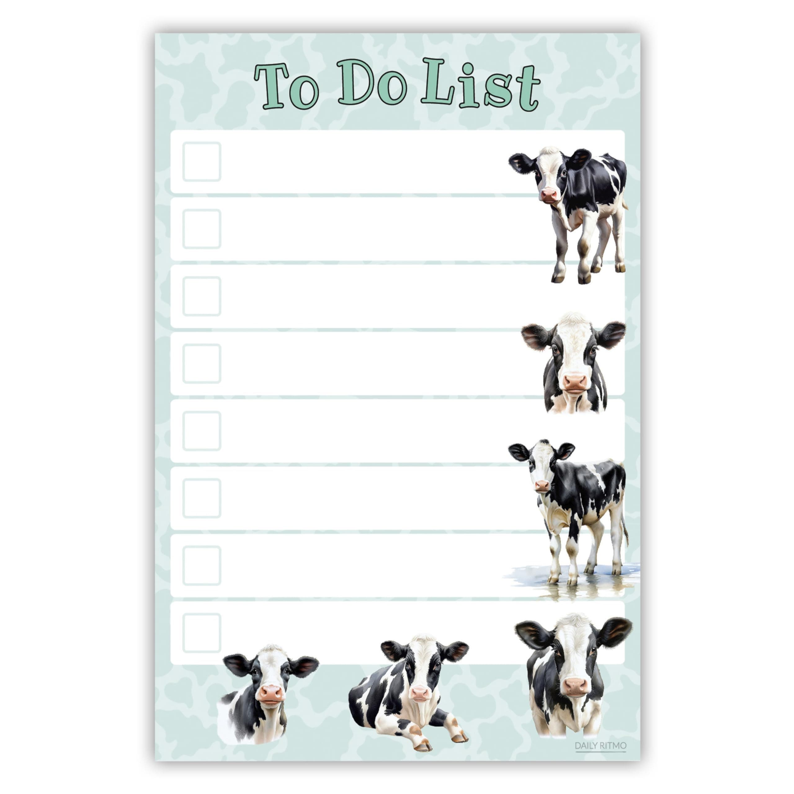 Cow Themed Sticky to Do List Notes| Cows Lover Gift Ideas for Girls and Women | Mom Teen Girls Cow Pattern Christmas Stocking Stuffer Notepad 4x6 50 Pages