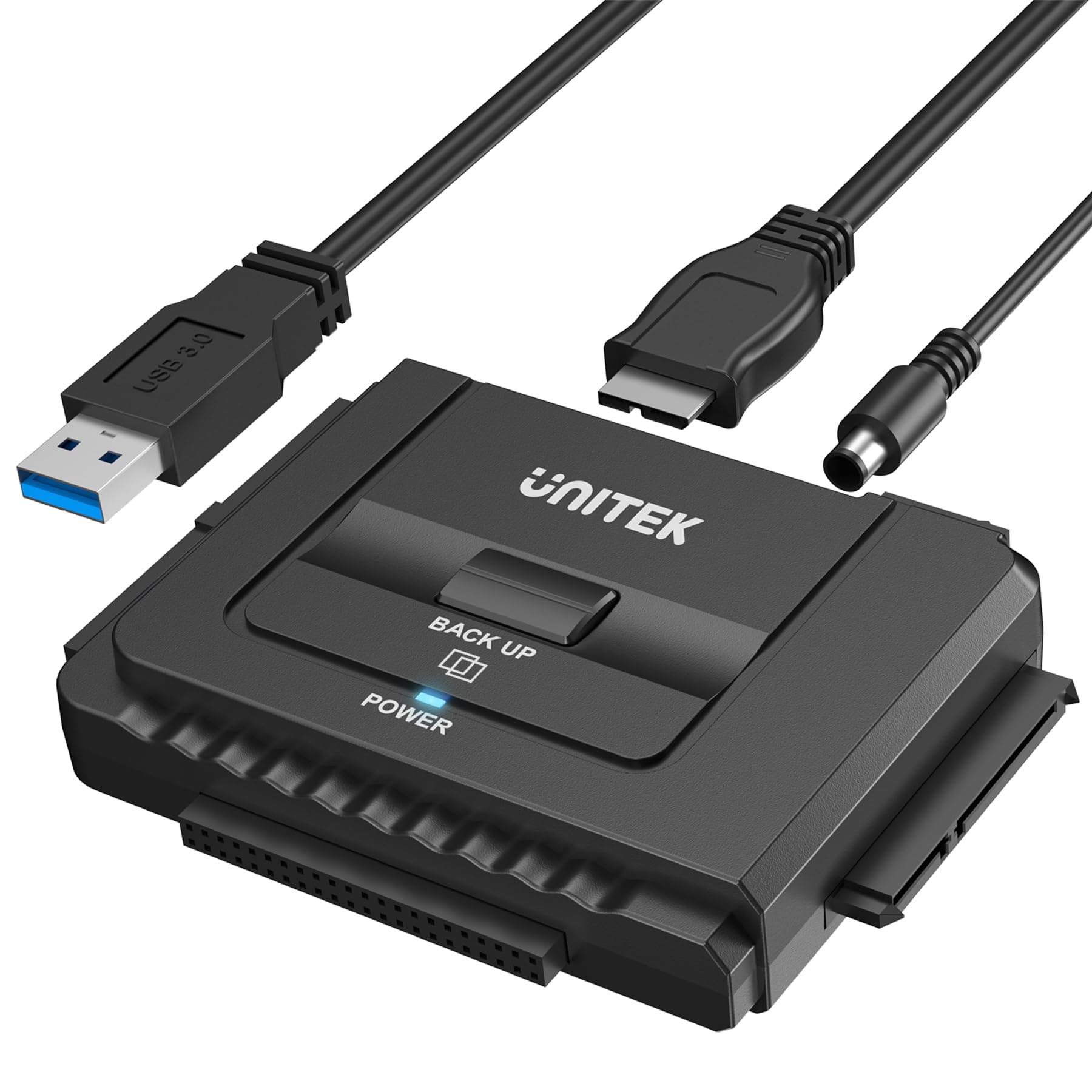 UNITEK USB 3.0 to IDE SATA Hard Drive Adapter Cable, IDE External Converter for Universal 2.5/3.5 HDD/SSD, One Touch Backup Function and Restore Software, Included 12V/2A Power Adapter