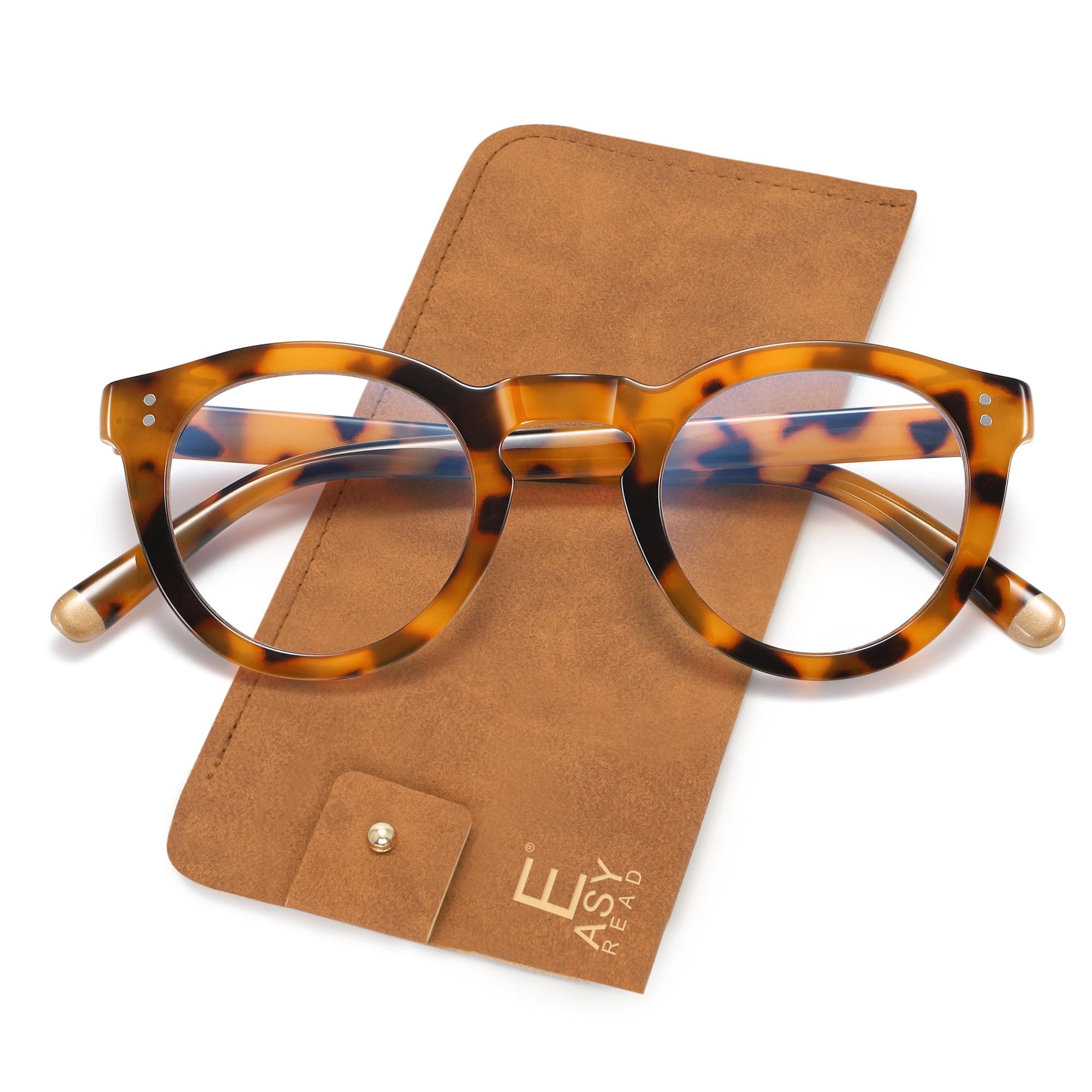 Retro Round Blue Light Blocking Reading Glasses for Women,Anti UV Readers for Women with Spring Hinge