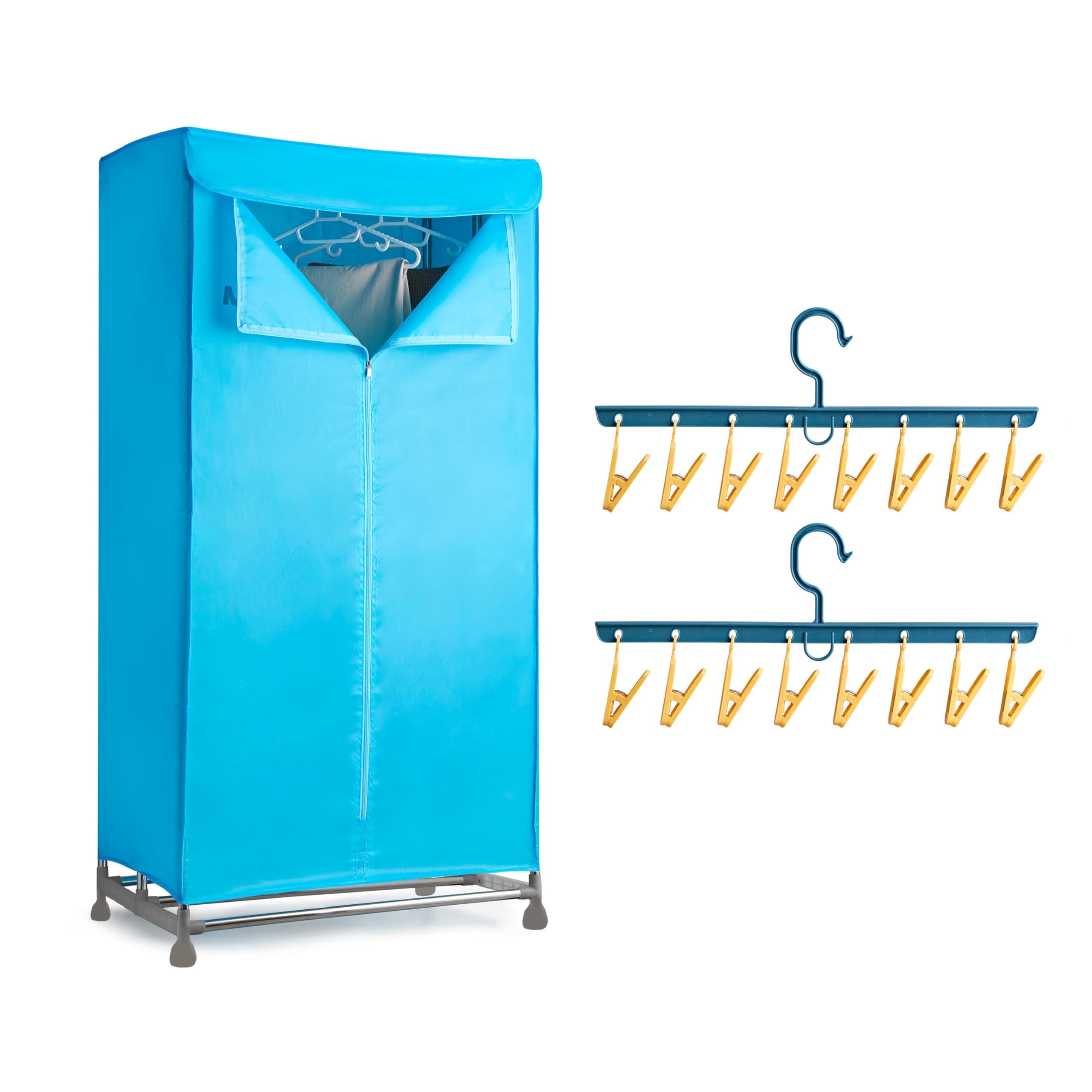 Electric Clothes Dryer with Sock Clip, 2-Tier Foldable Heated Clothes Airer with Cover,20KG Large Capacity Warm Air Drying Wardrobe,1500W Heated Clothes Airer,Energy-Efficient Clothes Drying Rack