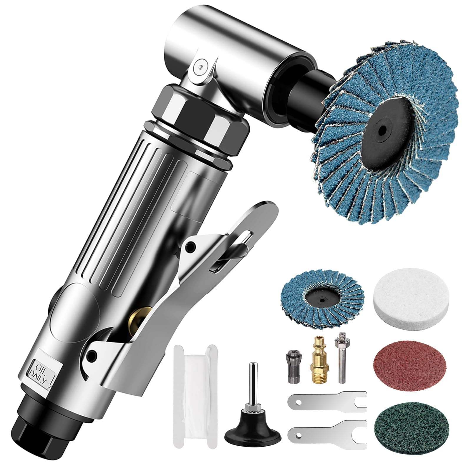 EYPINS Compressed Air Angle Die Grinder 1/4" 90 Degree Mini Sander Grinder Polisher Tool for Contour Grinding,Polishing, Milling