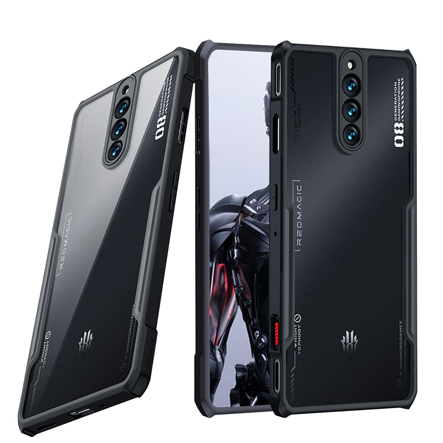 Guizzcg for ZTE Nubia Red Magic 8 Pro/Red Magic 8 Pro+ Case Ultra-Thin Lightweight Cover Soft TPU Bumper + Acrylic Back Military Grade Airbags Shookproof Drop Protection, Black, (HS-RedMagic8Pro-he)