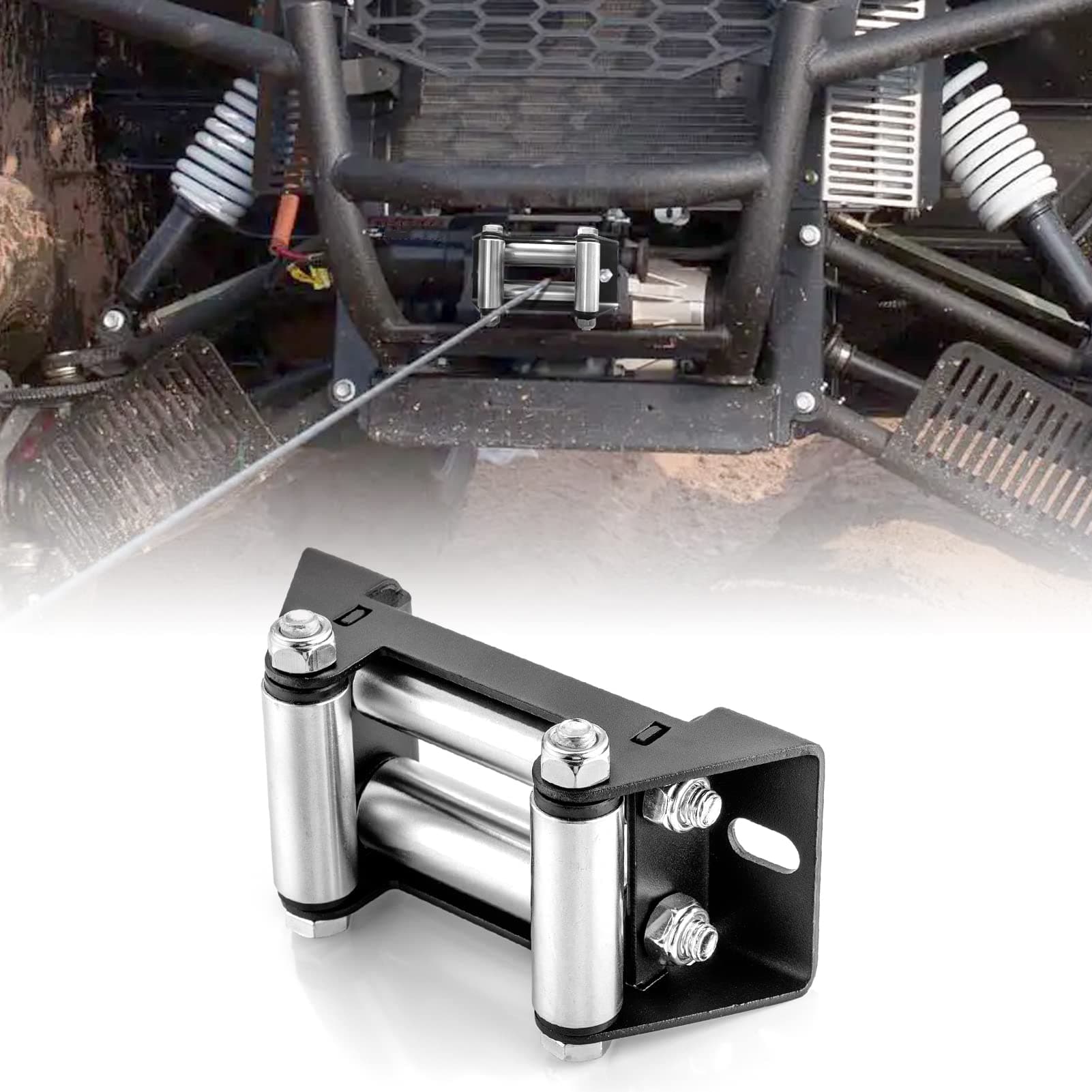 4 7/8" (124 MM) 4-Way Winch Roller Fairlead Bolt Centers fit 2000-3500 LBs ATV/UTV Winch