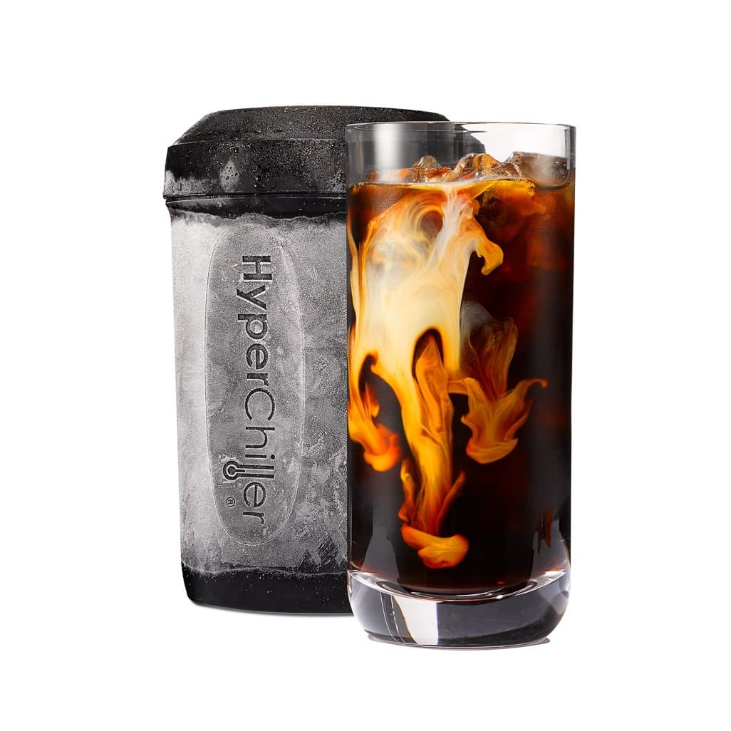 HyperChiller HC2CB Patented Iced Coffee/Beverage Cooler, NEW, IMPROVED,STRONGER AND MORE DURABLE! Ready in One Minute, Reusable for Iced Tea, Wine, Spirits, Alcohol, Juice, 12.5 Oz, Charcoal Black
