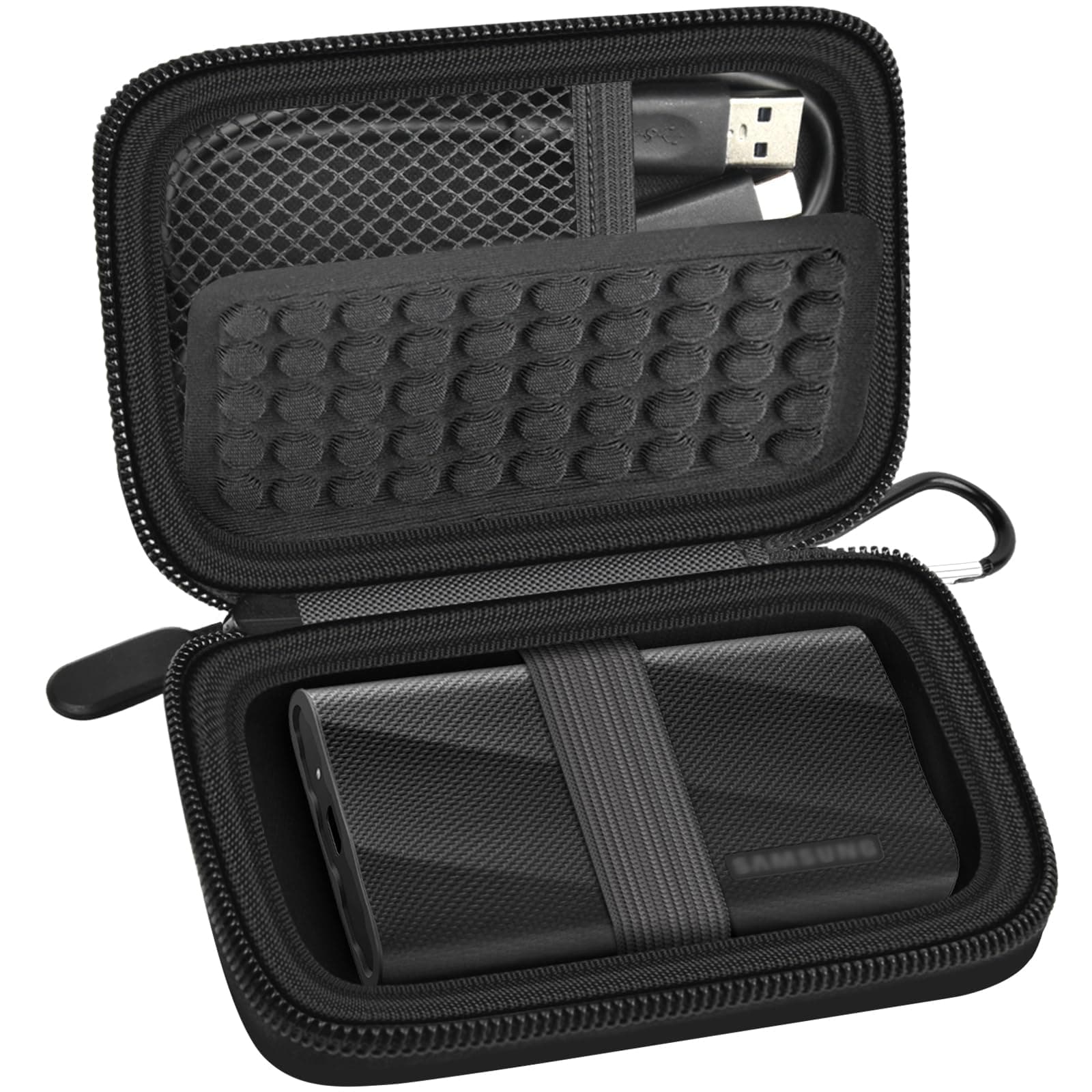 Case Compatible with Samsung T9/ T7/ T7 Shield Portable SSD 1TB 2TB 4TB External Hard Drive, Storage Travel Carrying Holder Organizer for Solid State Drives & USB Cable (Box Only)-Black