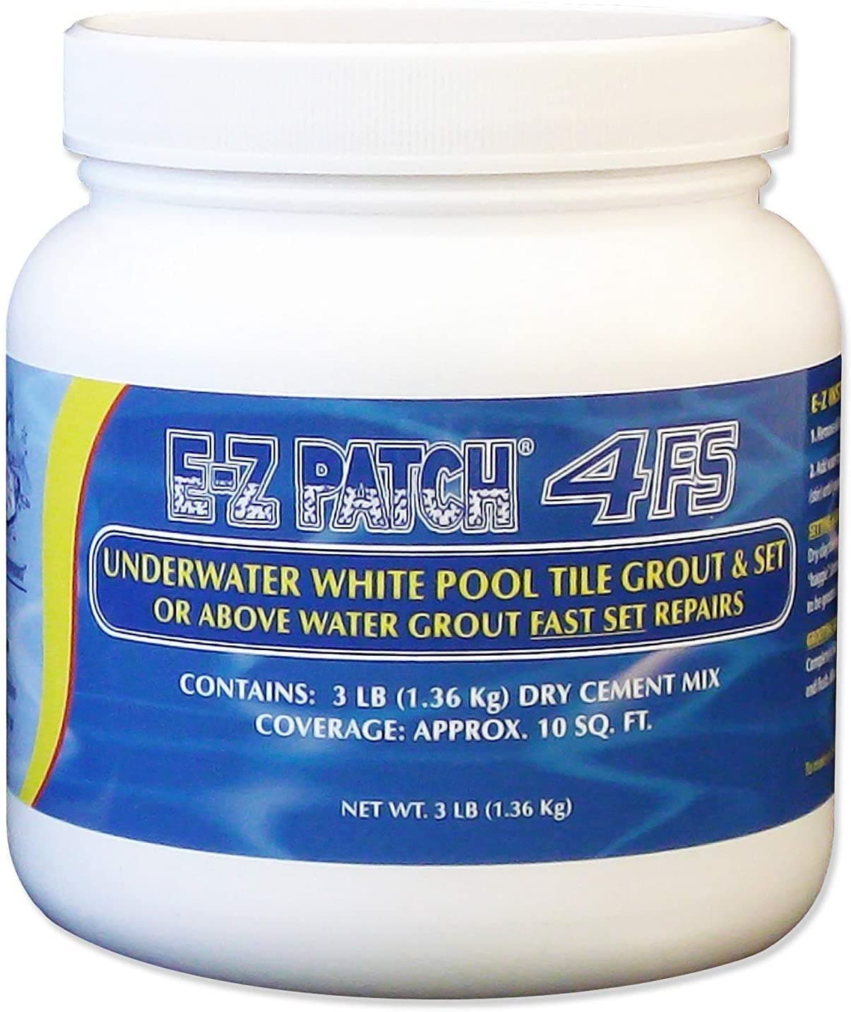 E-Z Products 4 Fast Setting Underwater White Pool Tile & Grout Repair - Tile Grout (3 Pounds, White)