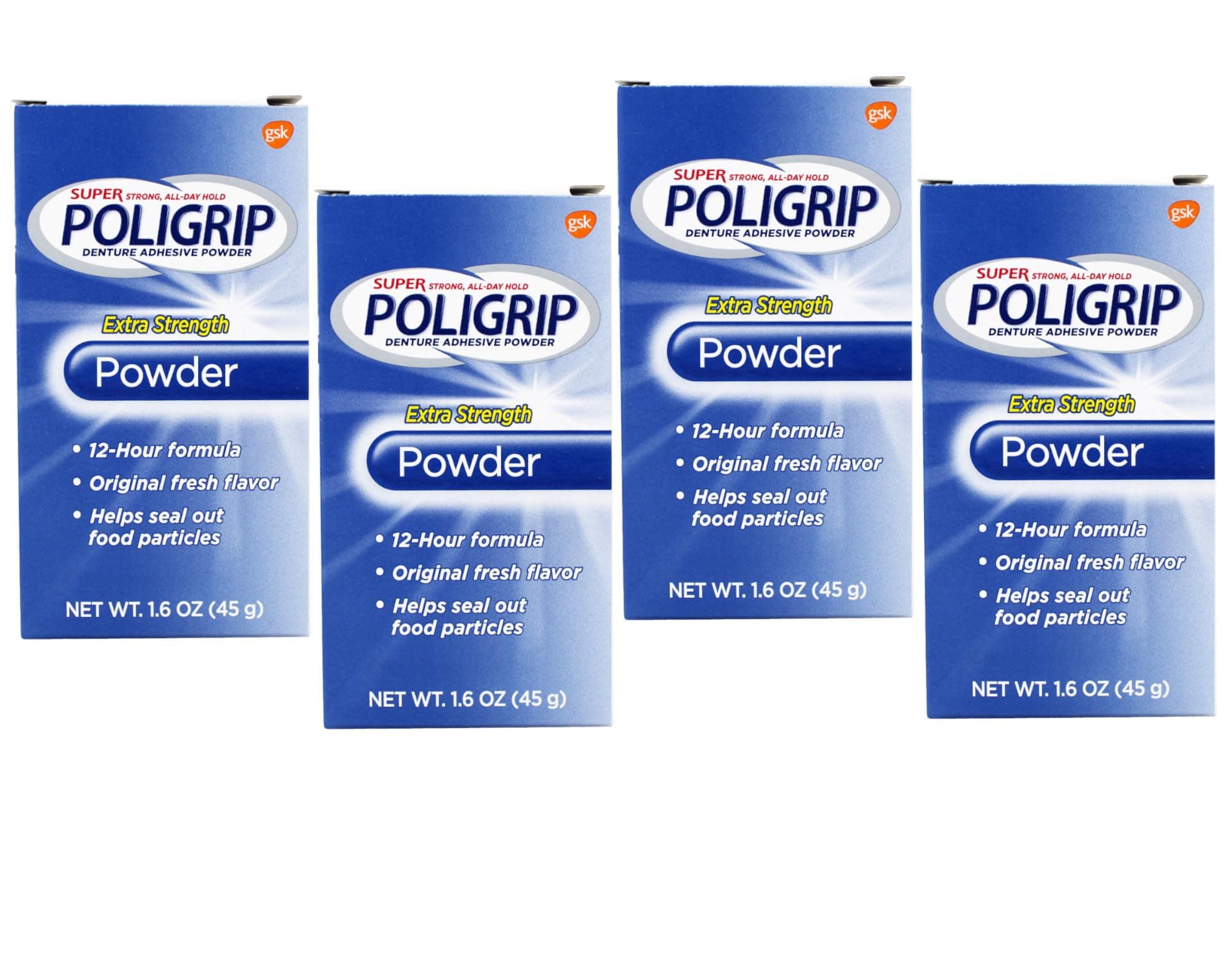 Super Poligrip Denture Adhesive Powder-1.6 oz (Pack of 4) by Super Poli-Grip