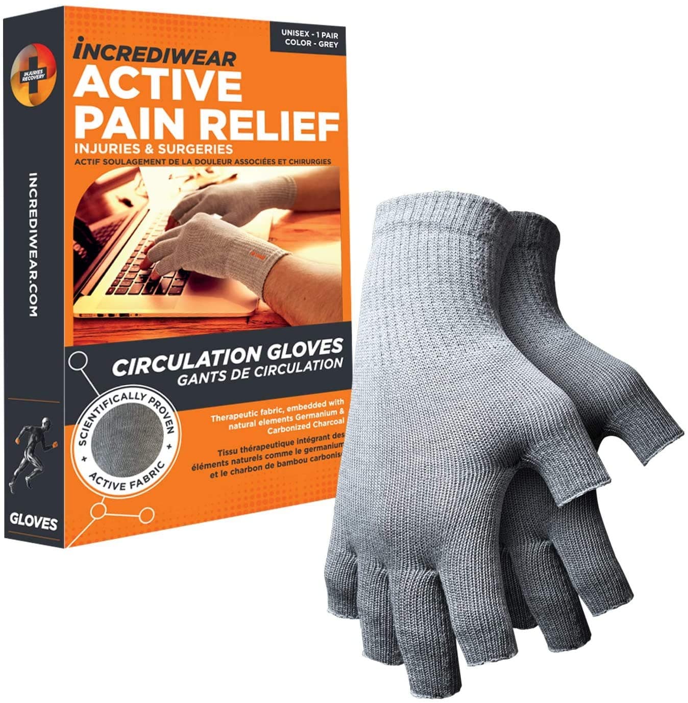 - Fingerless Circulation Gloves Arthritis Gloves, Grey