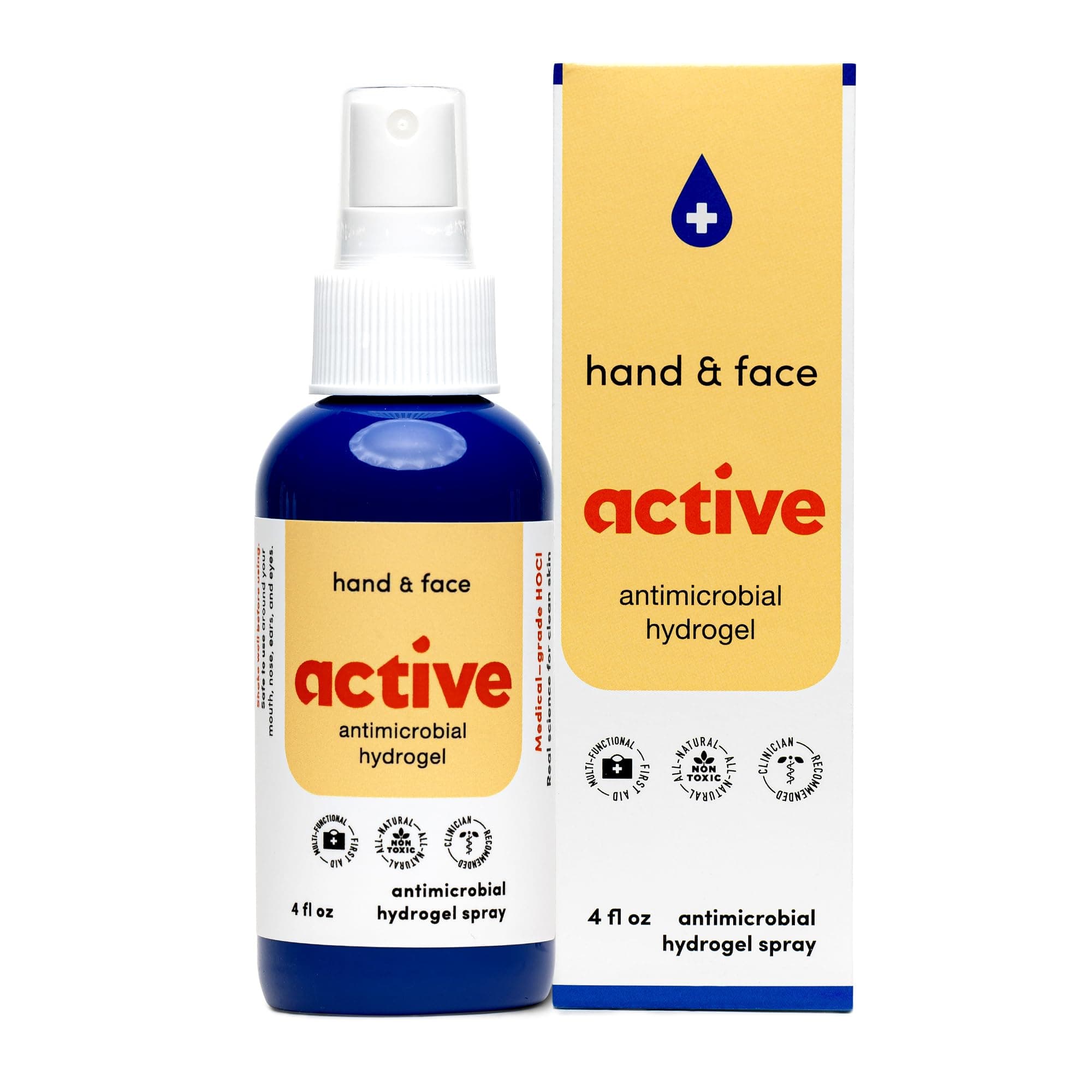 BLDG Active Antimicrobial Hand and Face HOCl Hydrogel Spray - All-Natural, Non-Toxic, No Sting, Medical-Grade Cleansing Spray - Safe Around Mouth, Nose, Ears and Eyes (4 oz Bottle)