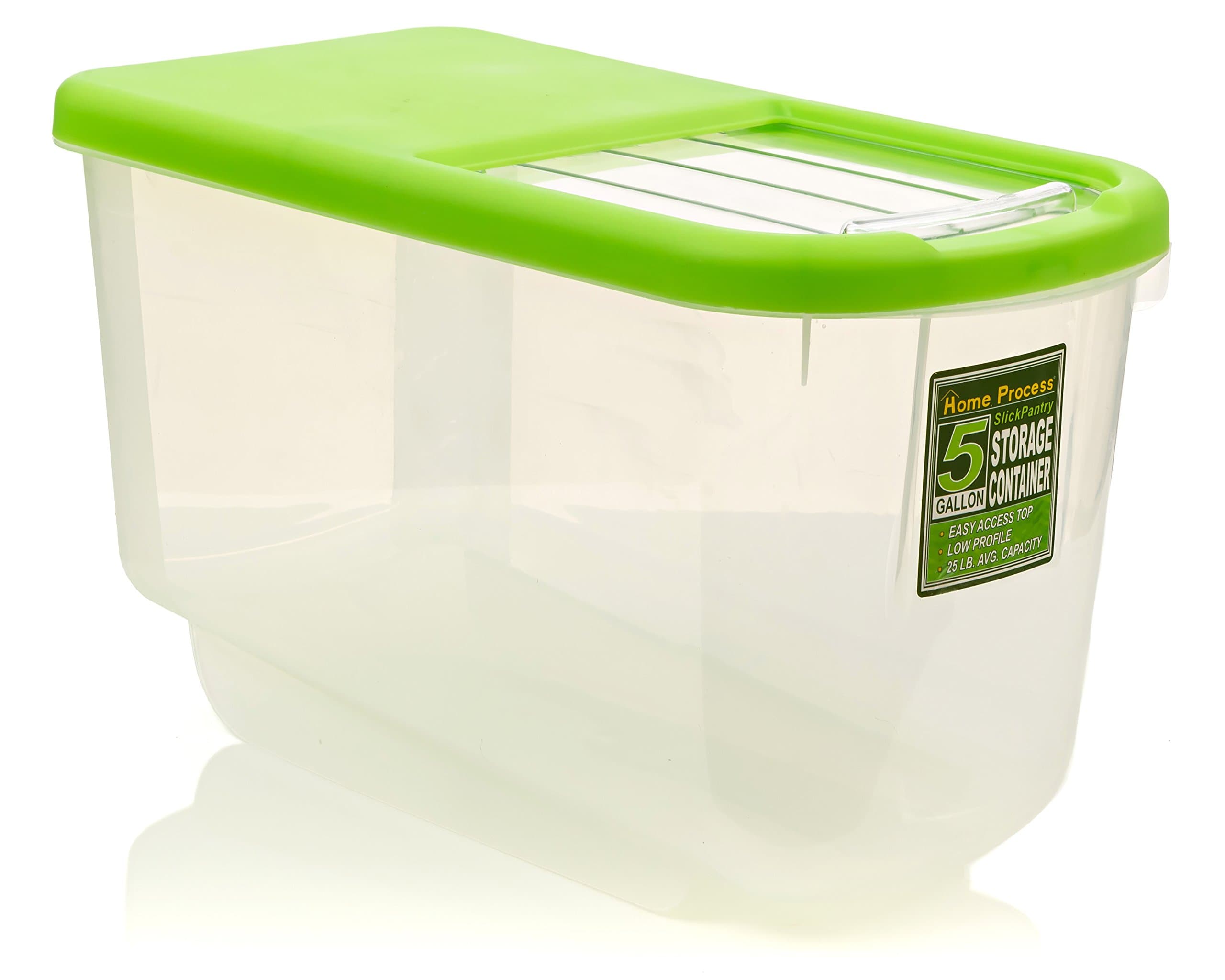Food Storage Container: Low Profile for Cupboard and Pantry, Easy Access Sliding Lid, 5 Gallon, Bulk, Dry Goods (Pack of 3)