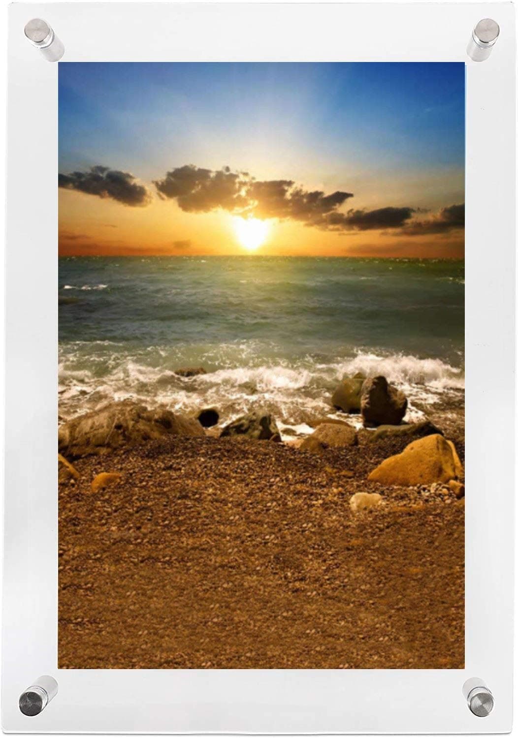 Frameless Floating Acrylic Frame 18"x24" - Clear Picture Frame for Diploma, Wall Art, Photo, & Paintings, Heavy Duty Acrylic Floating Frames, Wall-Mounted Picture Frames, Rectangular Photo Holder