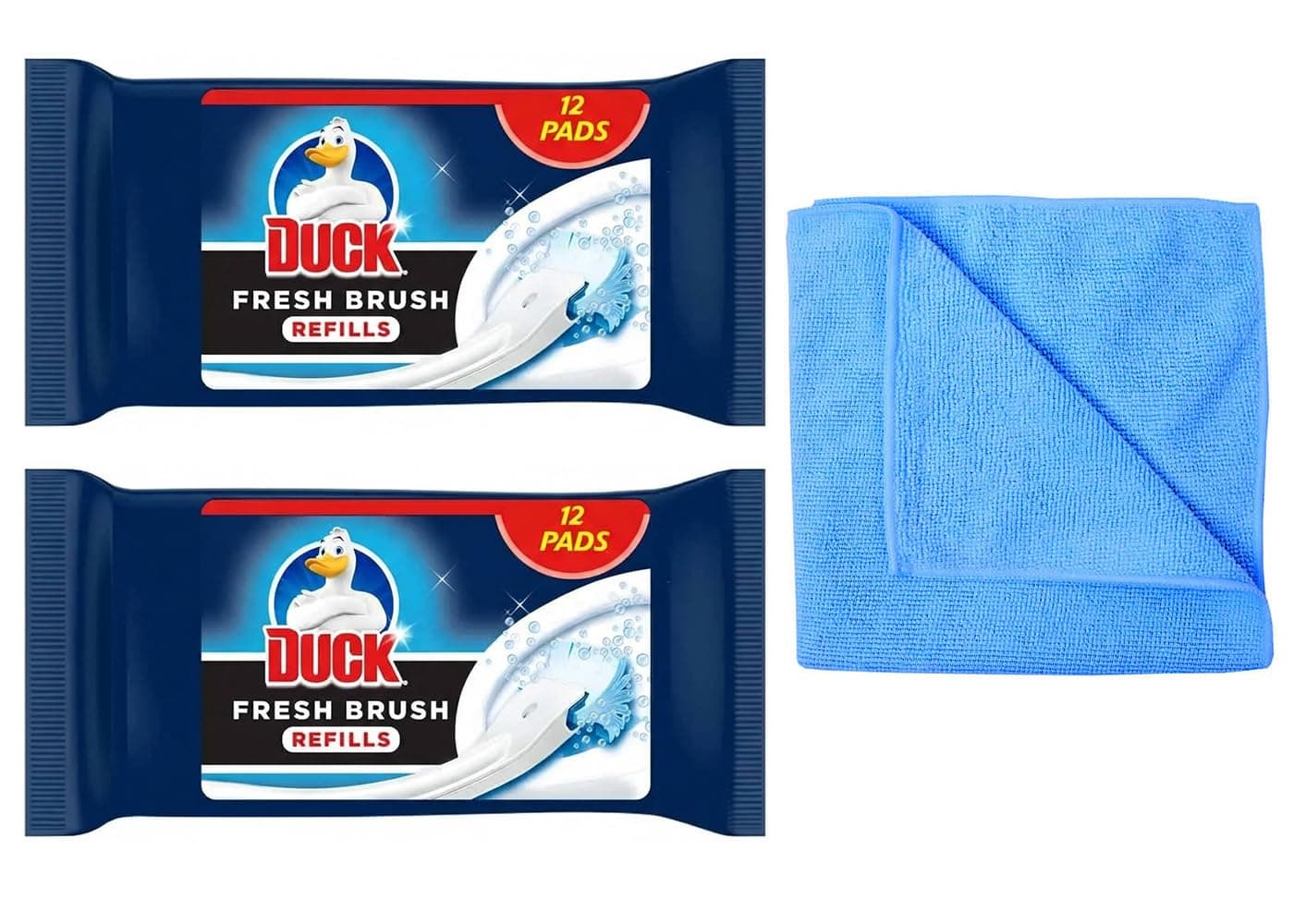 2X Toilet Fresh Brush Refills (2 Packs, 24 Flushable Cleaning Pads)-Biodegradable- Toilet Bowl Cleaner- with Microfibre Cleaning Cloth