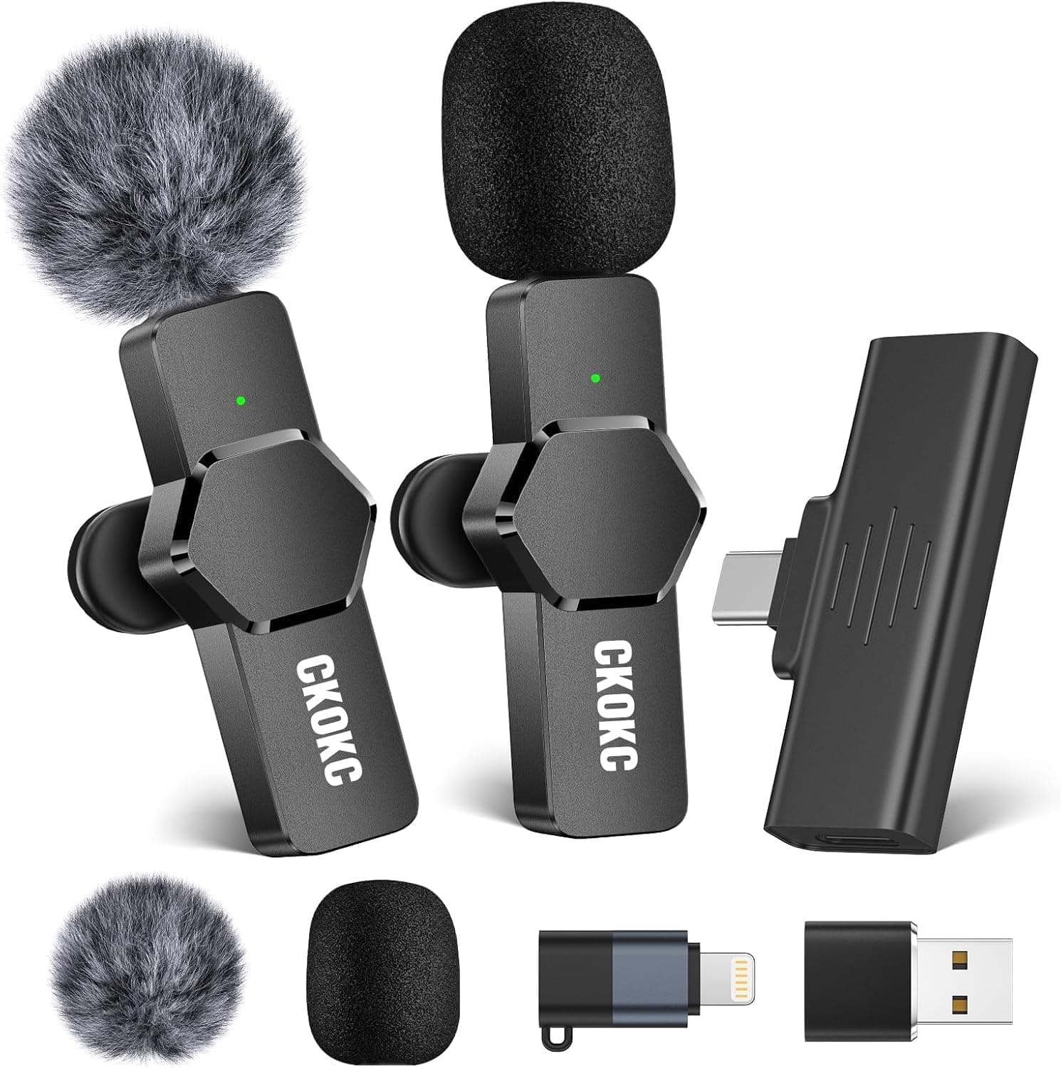 Wireless Lavalier Microphone for iPhone - Android Computer, Mini Microphone with Windscreens & Pop Filters for Live Streaming, Video Recording, Interviews, YouTube, TikTok, Vlog
