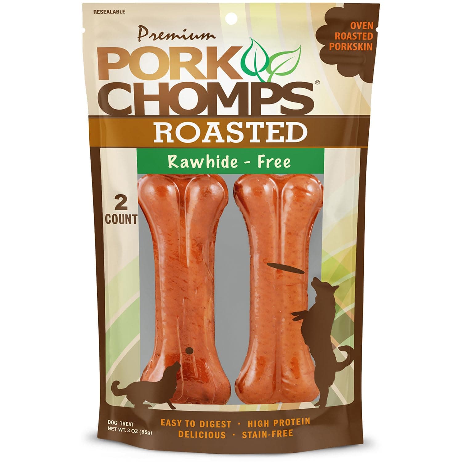 Premium Pork Chomps Roasted Pressed Bone 4", 2ct