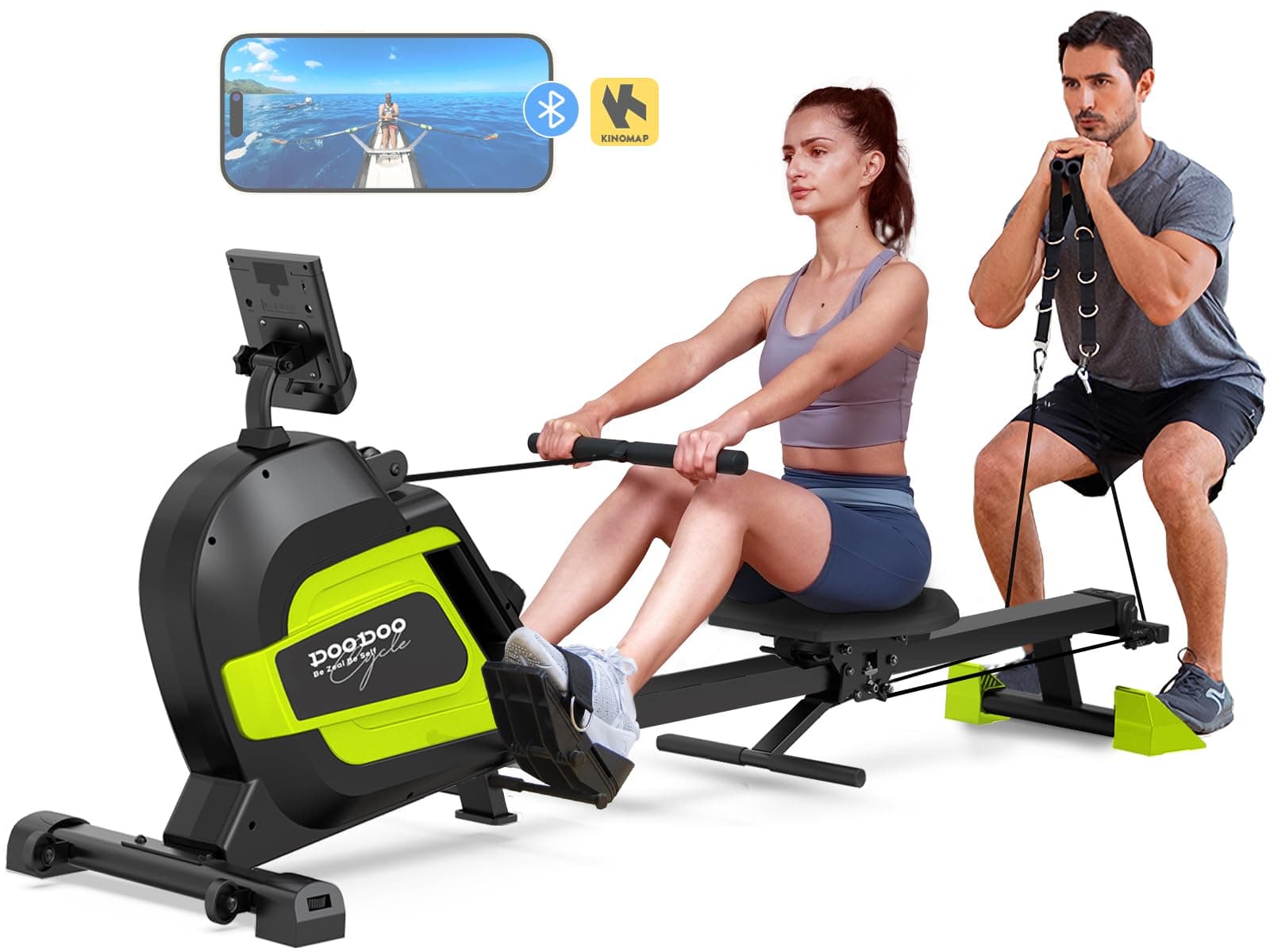 Rowing Machine,Rowing Machines for Home Use with Arm Strength Training for Full Body Workout Machine,Foldable Magnetic Rower Machine with 14 Levels Resistance LCD Monitor Holder