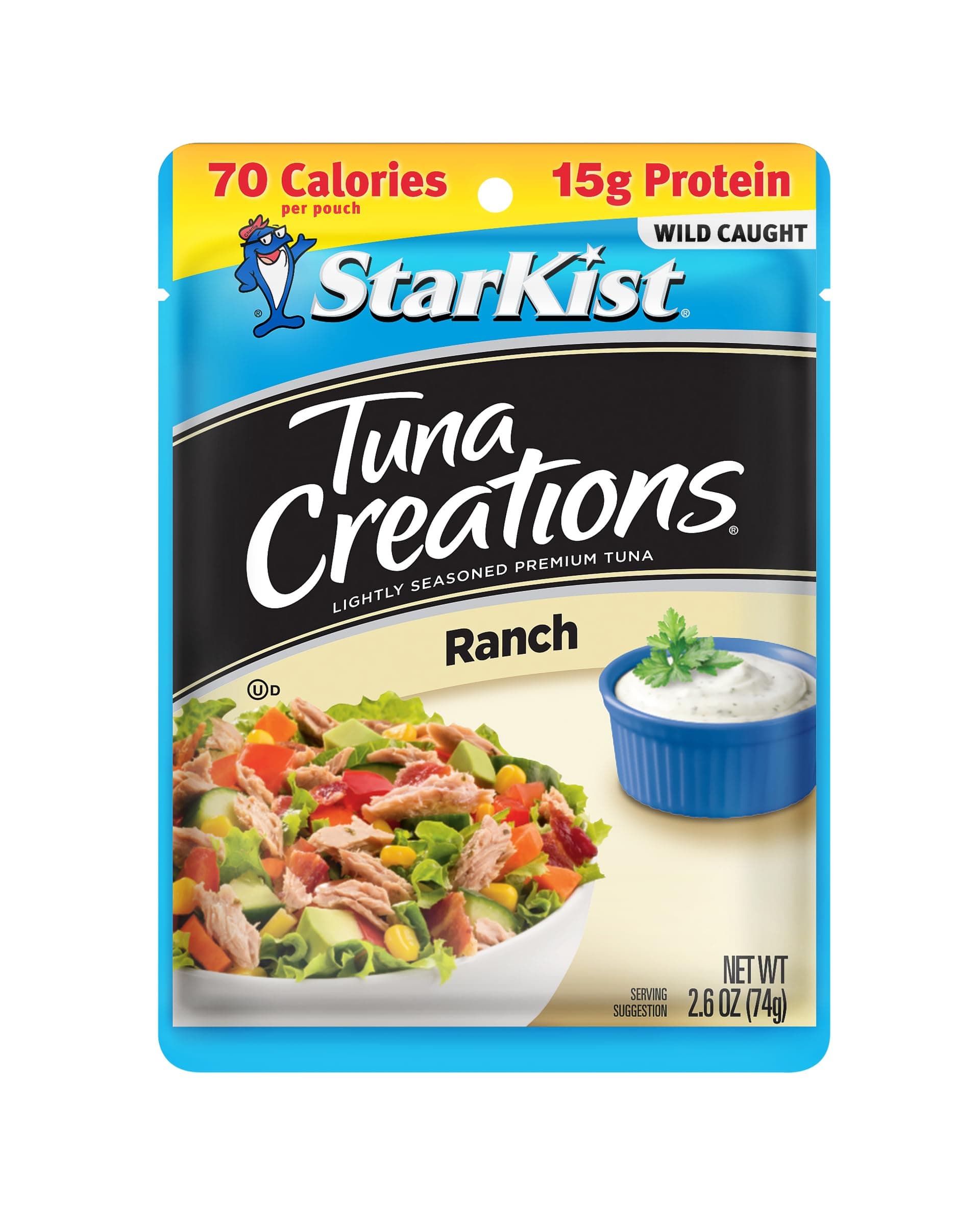 StarKist Tuna Creations Ranch Pouch (2.6 oz - 1 Pack) Wild Caught, High Protein Shelf Stable Seafood, Gluten Free, Soy Free, No Draining, Ready to Eat for Salads and Sandwiches