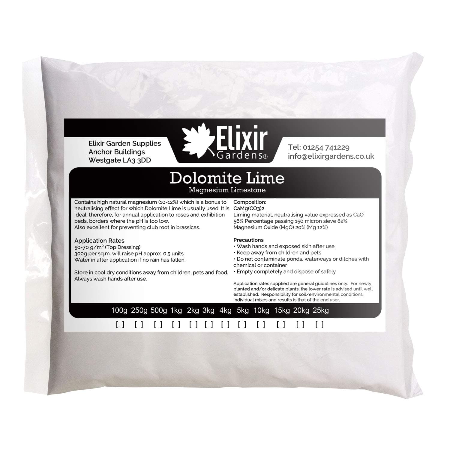 Elixir Gardens Garden Lime Powder Soil Conditioner Limestone Dolodust Various Sizes 500g-25kg | 1kg Bag | Treats upto 20sqm