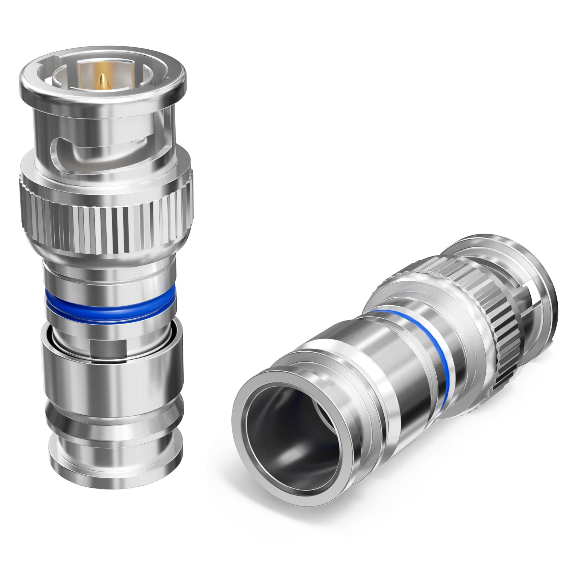 THE CIMPLE CO - BNC Compression Connector for RG6 Coaxial Cable - Male RG6 BNC Connectors for Security Cameras, CCTV, SDI, HD-SDI - Coax Cable Ends 10 Pack
