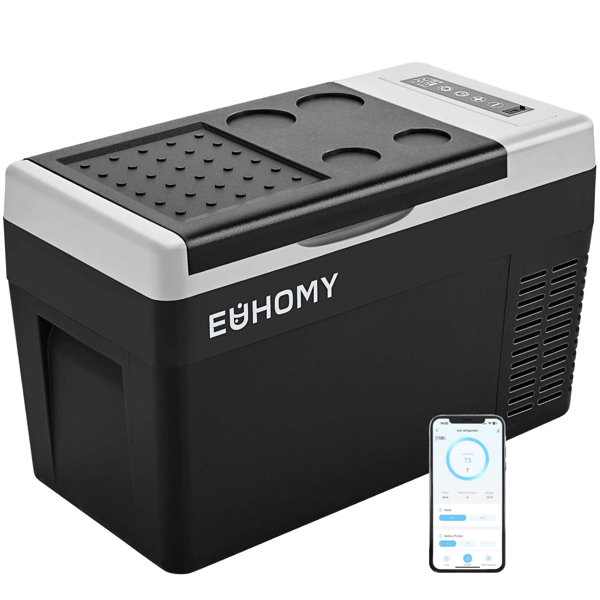 EUHOMY 12 Volt Refrigerator, 26QT(25L) Compressor Electric Cooler APP Control, Car Fridge -4℉~68℉, Portable Refrigerator 12/24V DC 110-240V AC, Portable Freezer for Camping, Travel, Boat