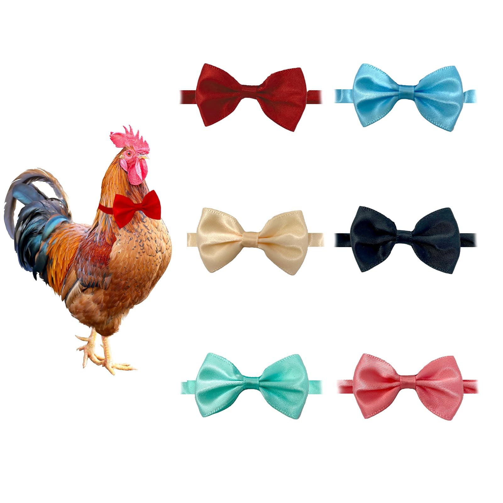 6 Pieces Chicken Bow Ties Chicken Hats Chiken Collars Rooster Collars Hamster Bow Parrot Bow Bird Bow Small Animal Bow