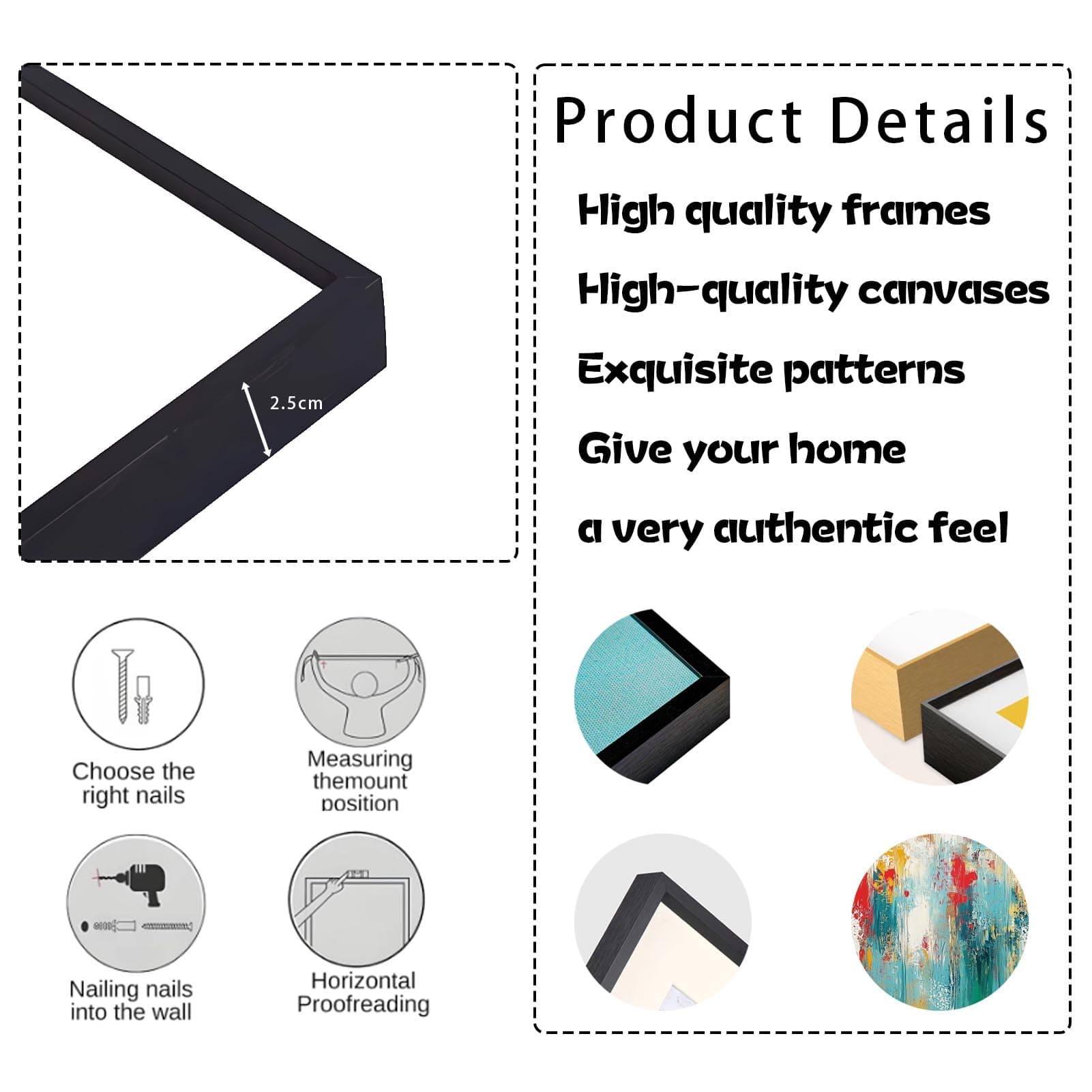 Extra Large Abstract Painting on Canvas, Abstract Wall Decor, Blue Gold Wall Art, Textured Style Artwork, Abstract Print Art, Modern Canvas Art Wall Decor, Wall Decor Office Living Room (Gold Frame, 30"x17"|76x43cm)