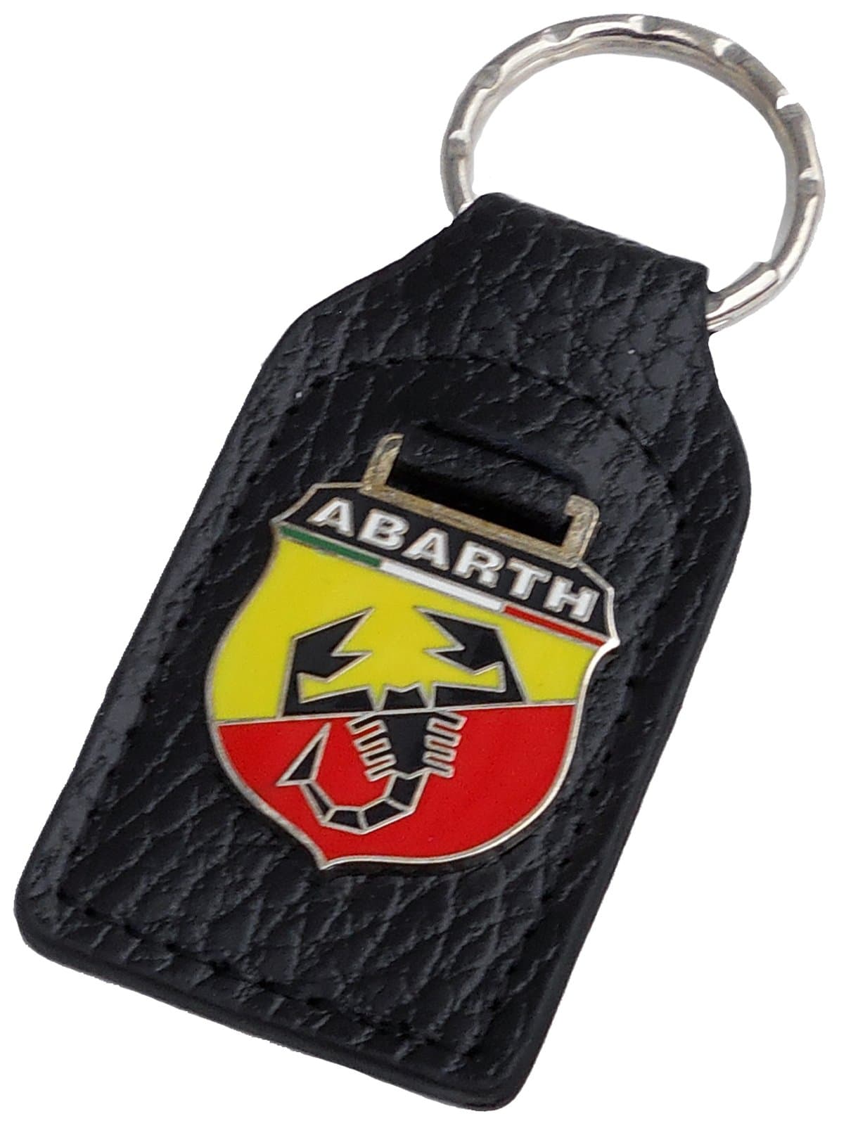 Carlos Abarth Leather and Enamel Key Ring Key Fob